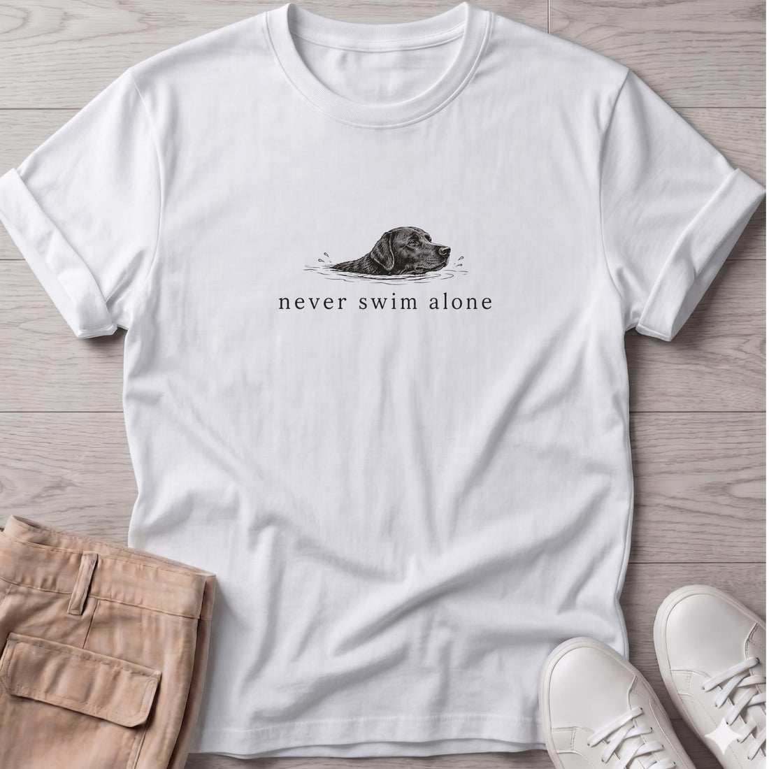 Never Swim Alone Lab Dog T-Shirt, a gift for Labrador moms
