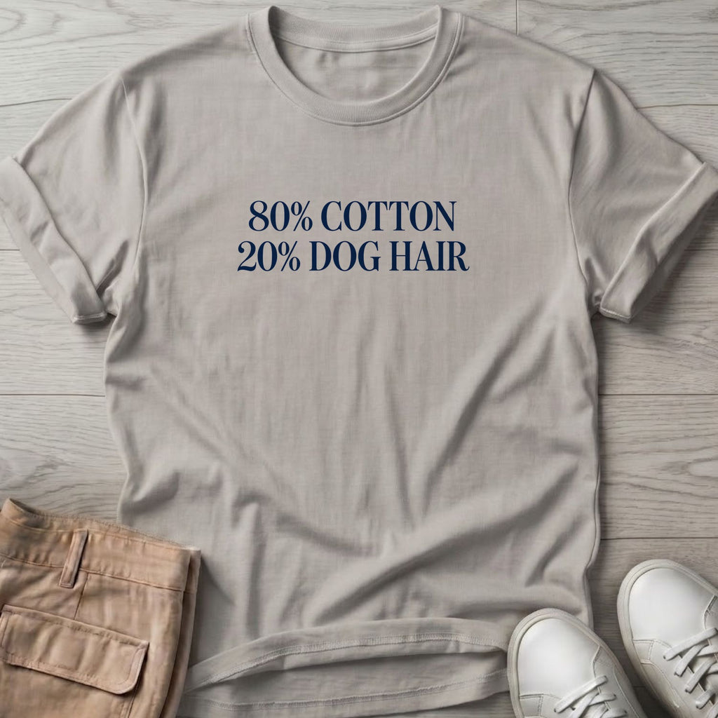 80% Cotton 20% Dog Hair T-Shirt in Ice Grey, Salty Paws T-Shirt, front design flat lay
