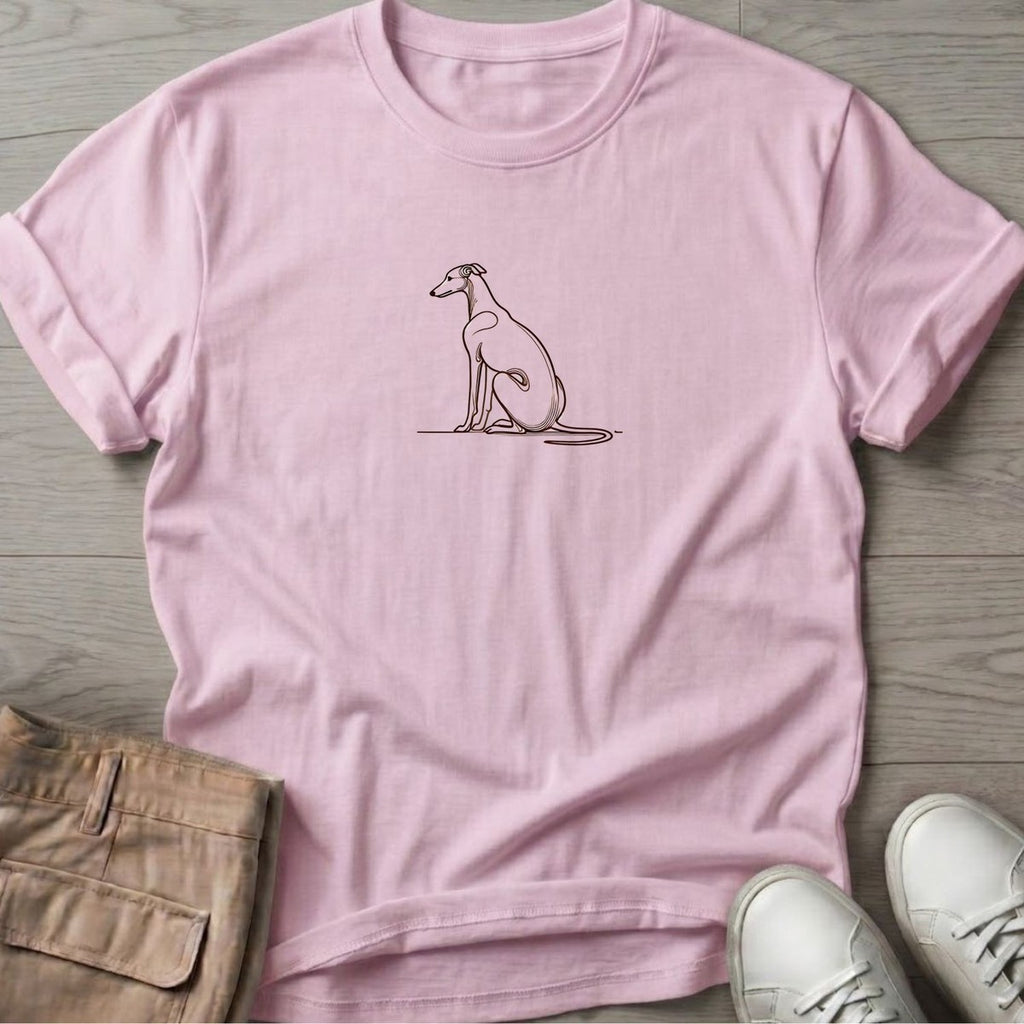 Greyhound Line Drawing T-Shirt in Light Pink