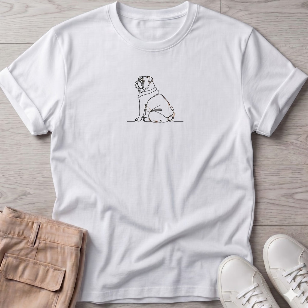 Bulldog Line Drawing T-Shirt in White