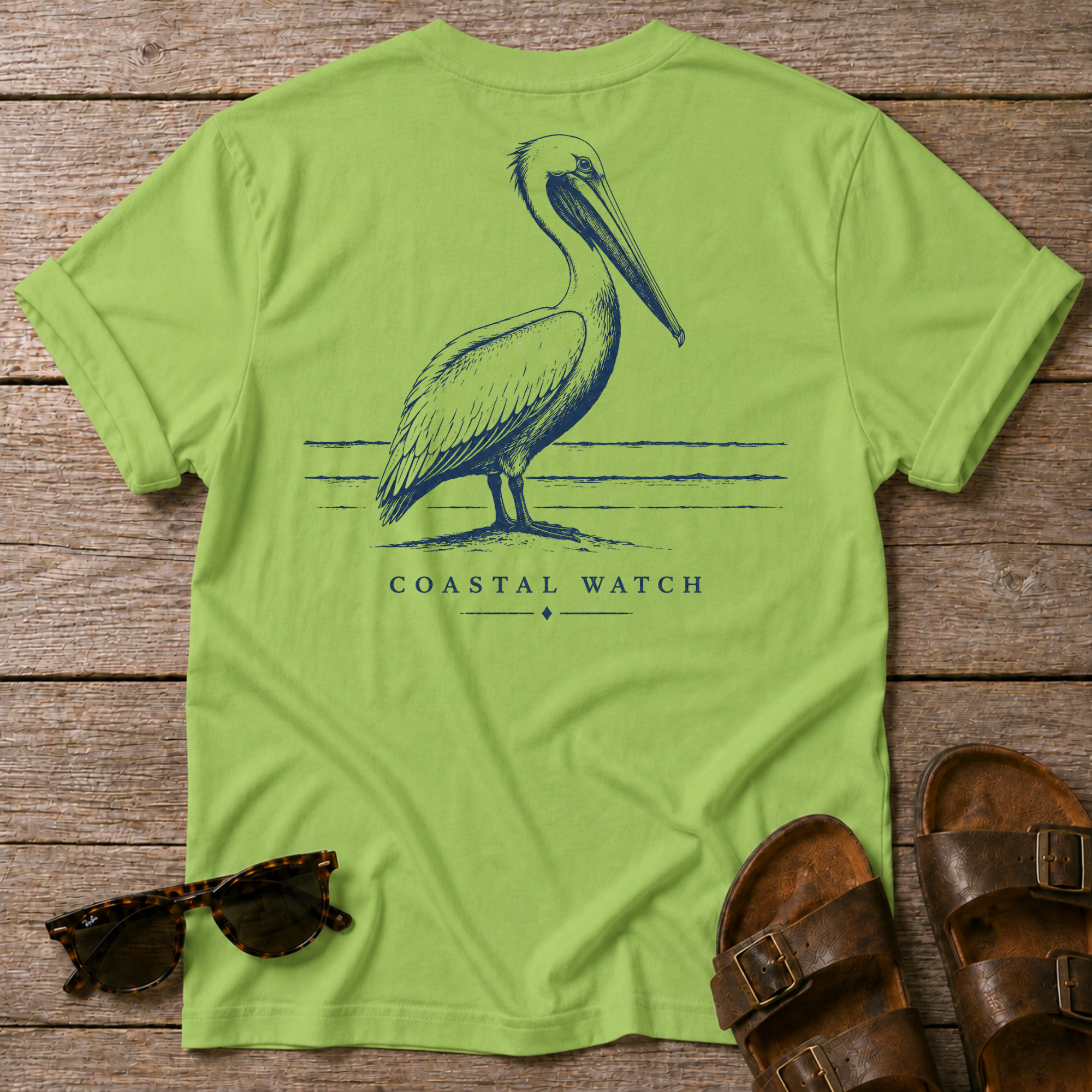 Coastal Watch Pelican BACK DESIGN T-Shirt