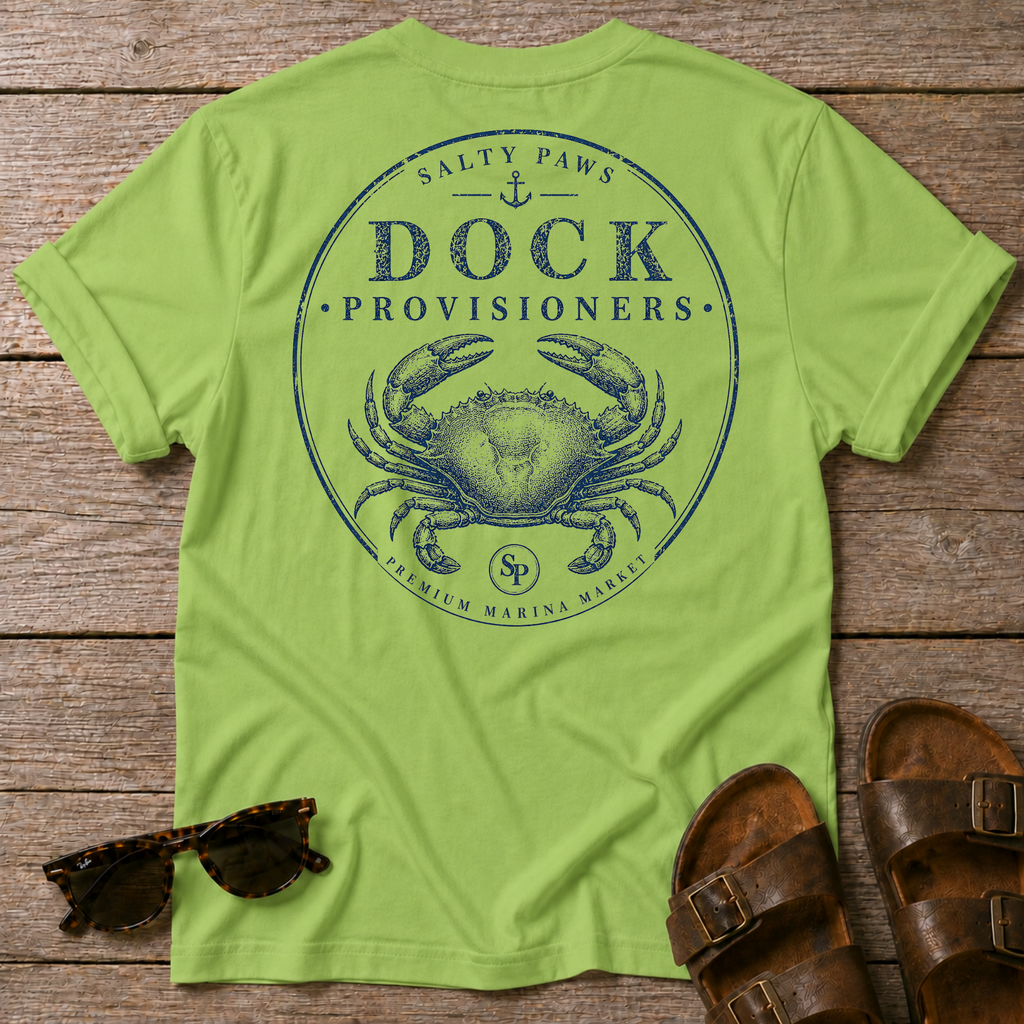 Dock Provisions Crab  BACK DESIGN T-Shirt