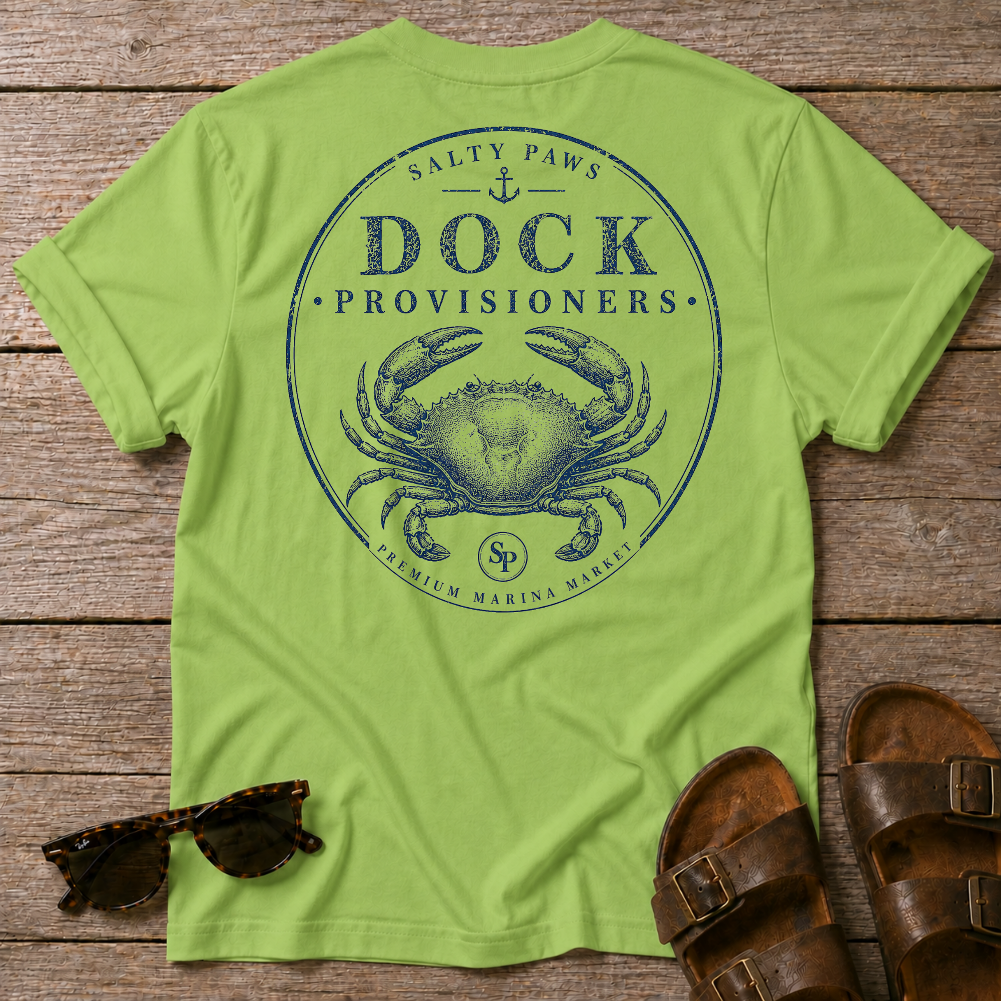 Dock Provisions Crab  BACK DESIGN T-Shirt