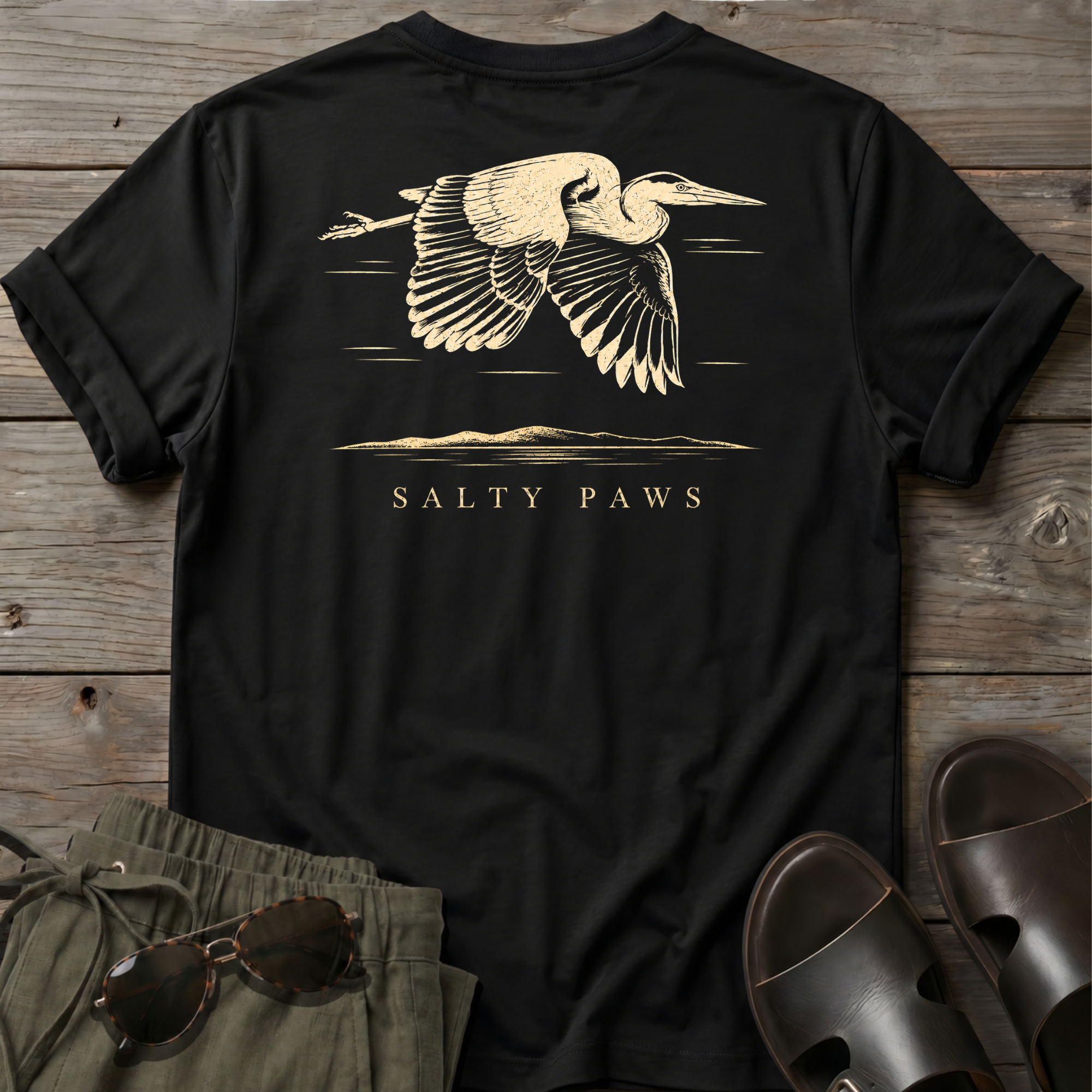 Great Heron Flight 3 T-shirt BACK DESIGN
