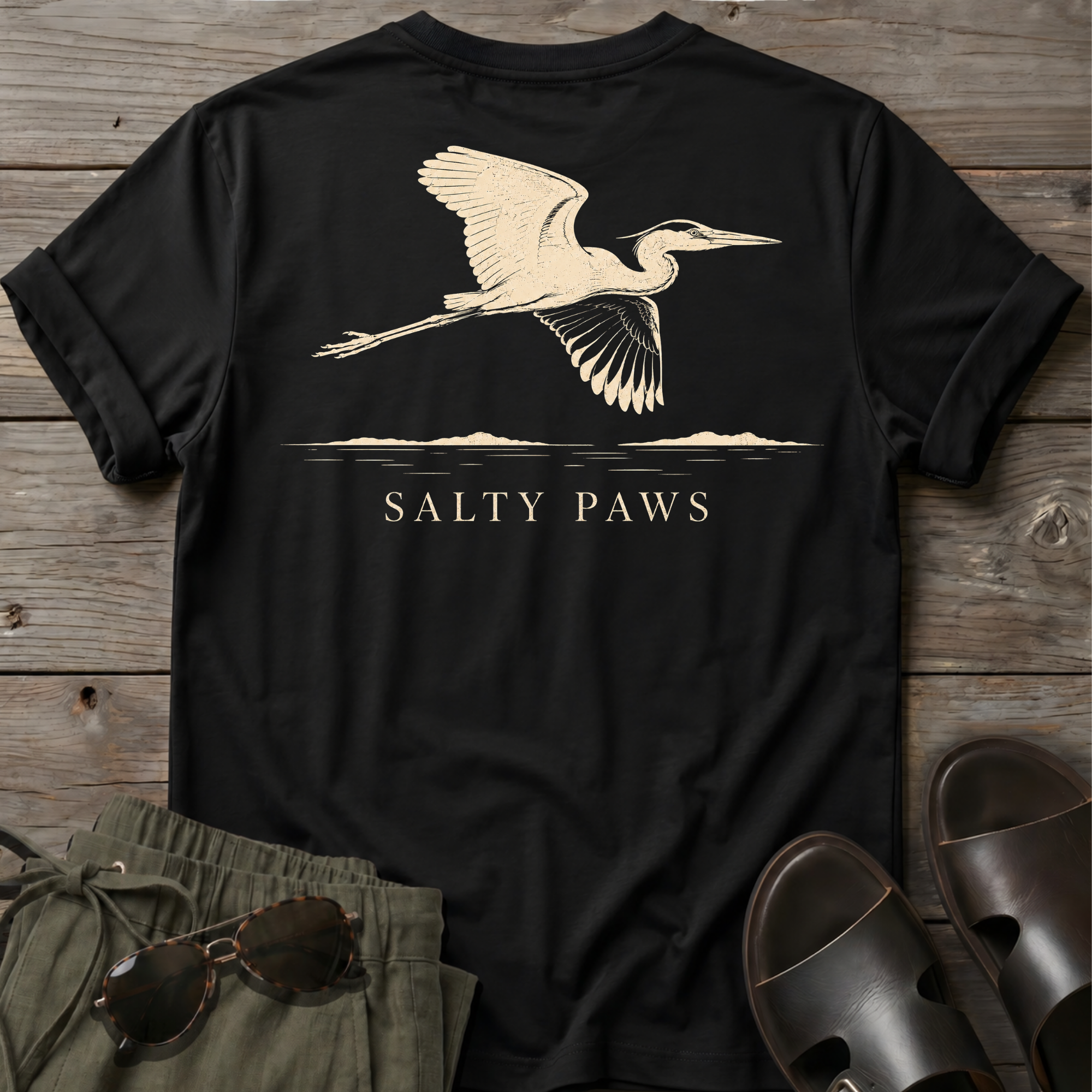 Great Heron Flight T-shirt BACK DESIGN