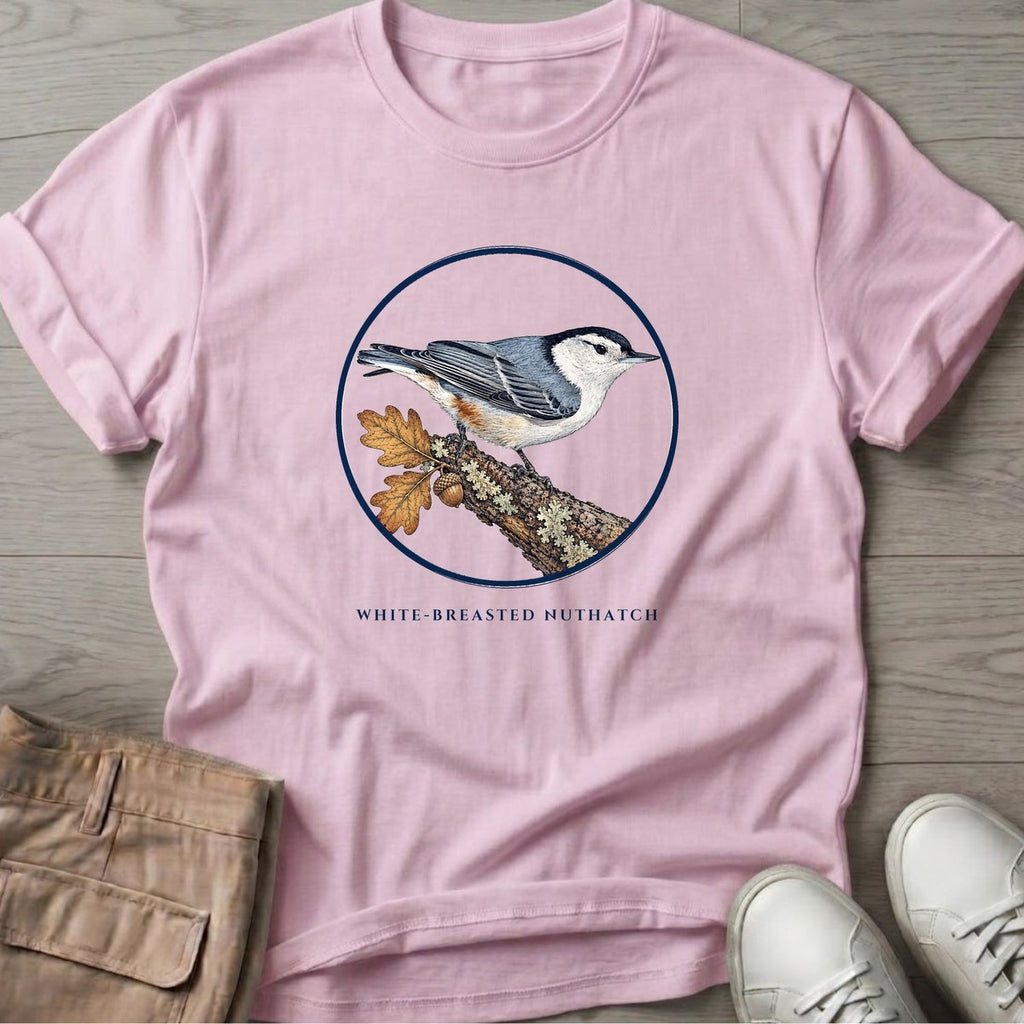 White-breasted Nuthatch T-Shirt in Light Pink
