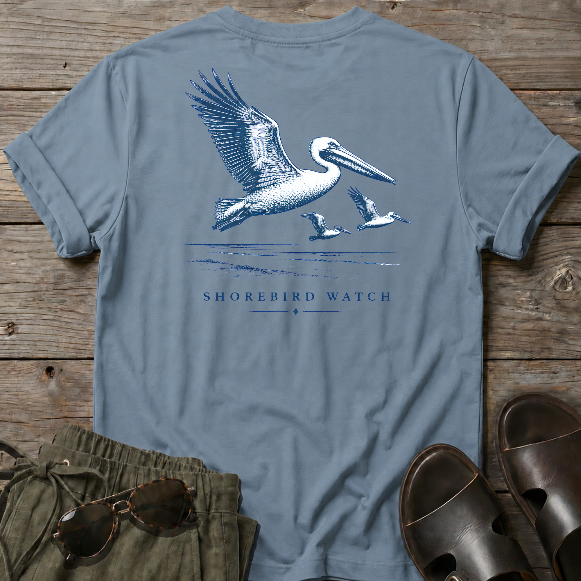 Pelican Shorebird Watch BACK DESIGN T-Shirt