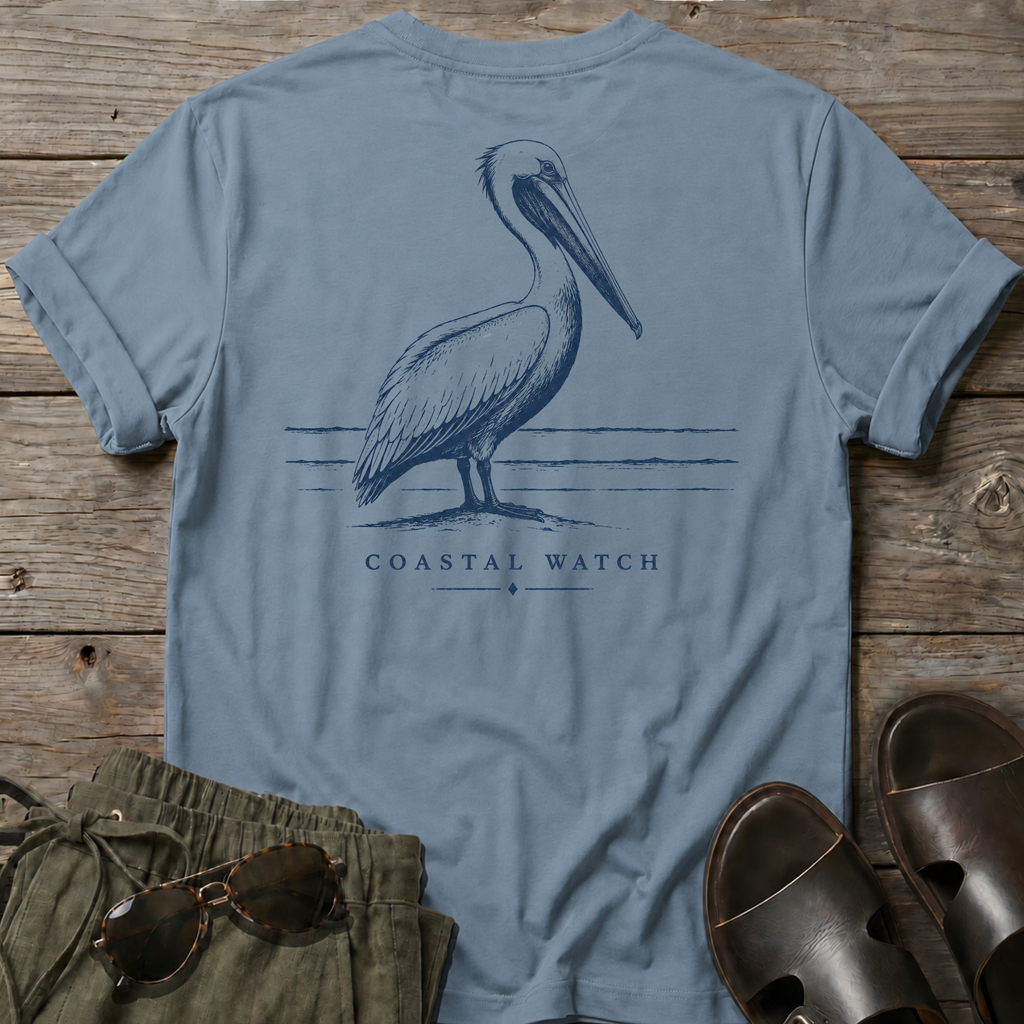 Coastal Watch Pelican BACK DESIGN T-Shirt