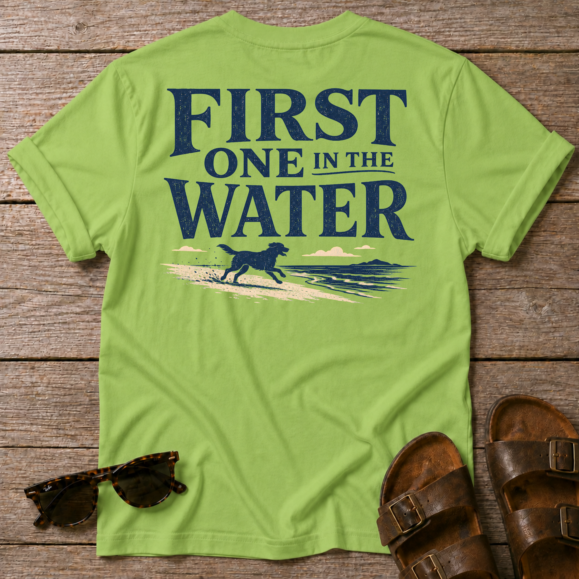 First One in the Water Dog BACK DESIGN T-Shirt