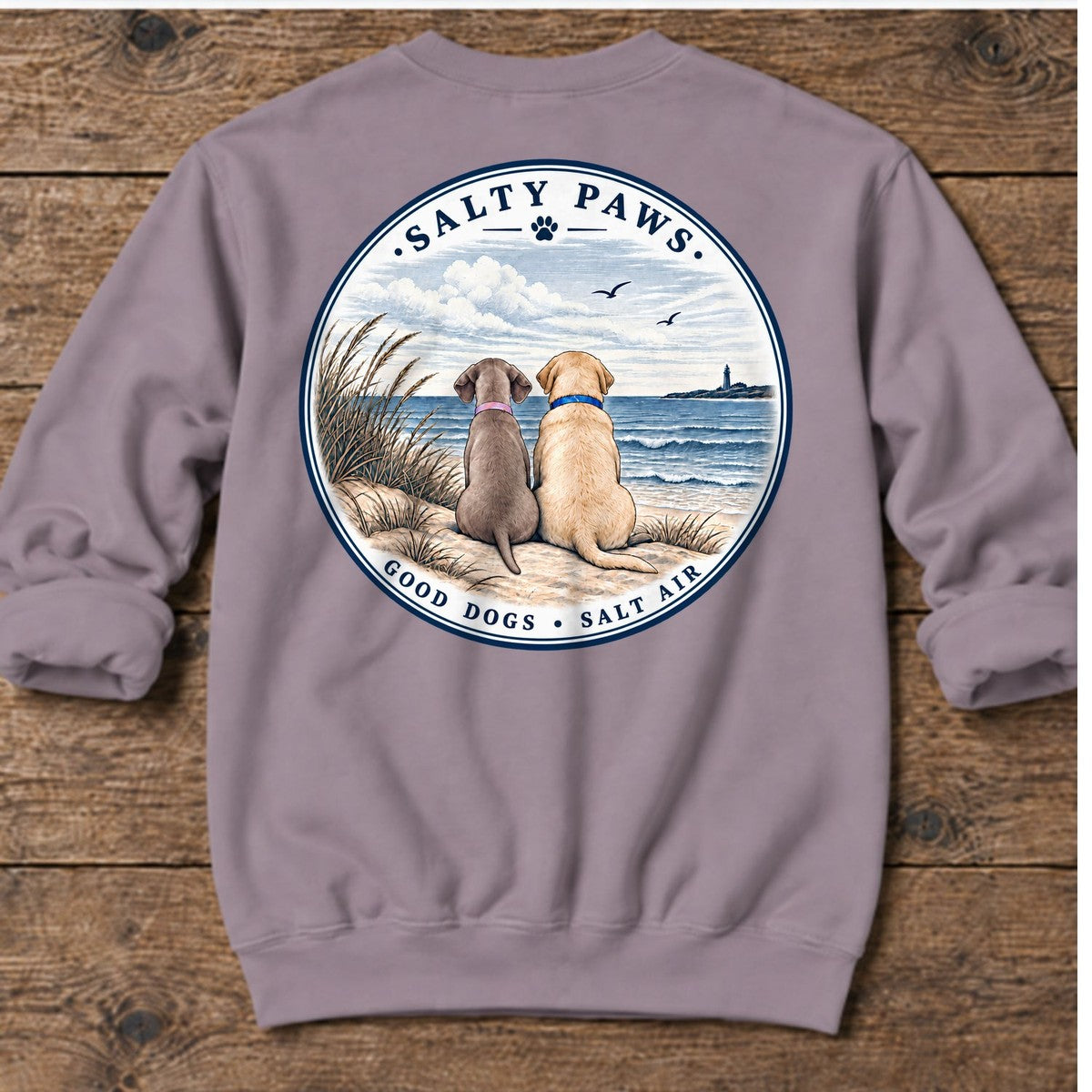 Beach Pelican Weim/Golden - Midweight Sweatshirt in Paragon, Salty Paws coastal sweatshirt