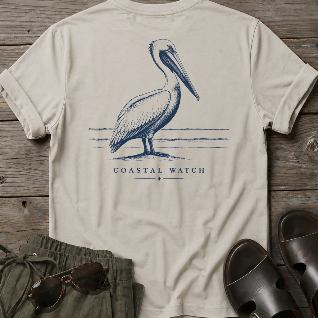 Coastal Watch Pelican BACK DESIGN T-Shirt
