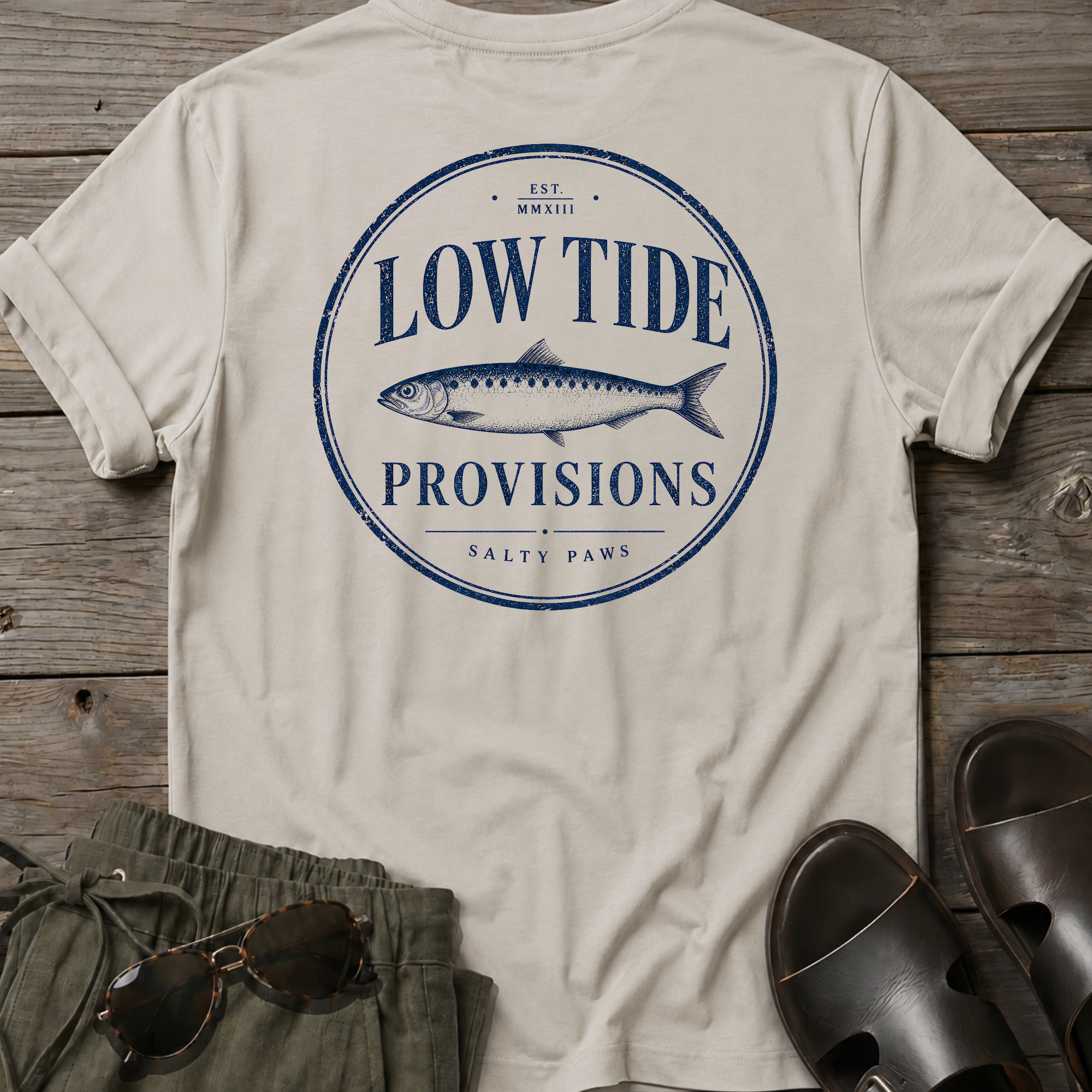Low Tide Provisions Fish  BACK DESIGN T-Shirt