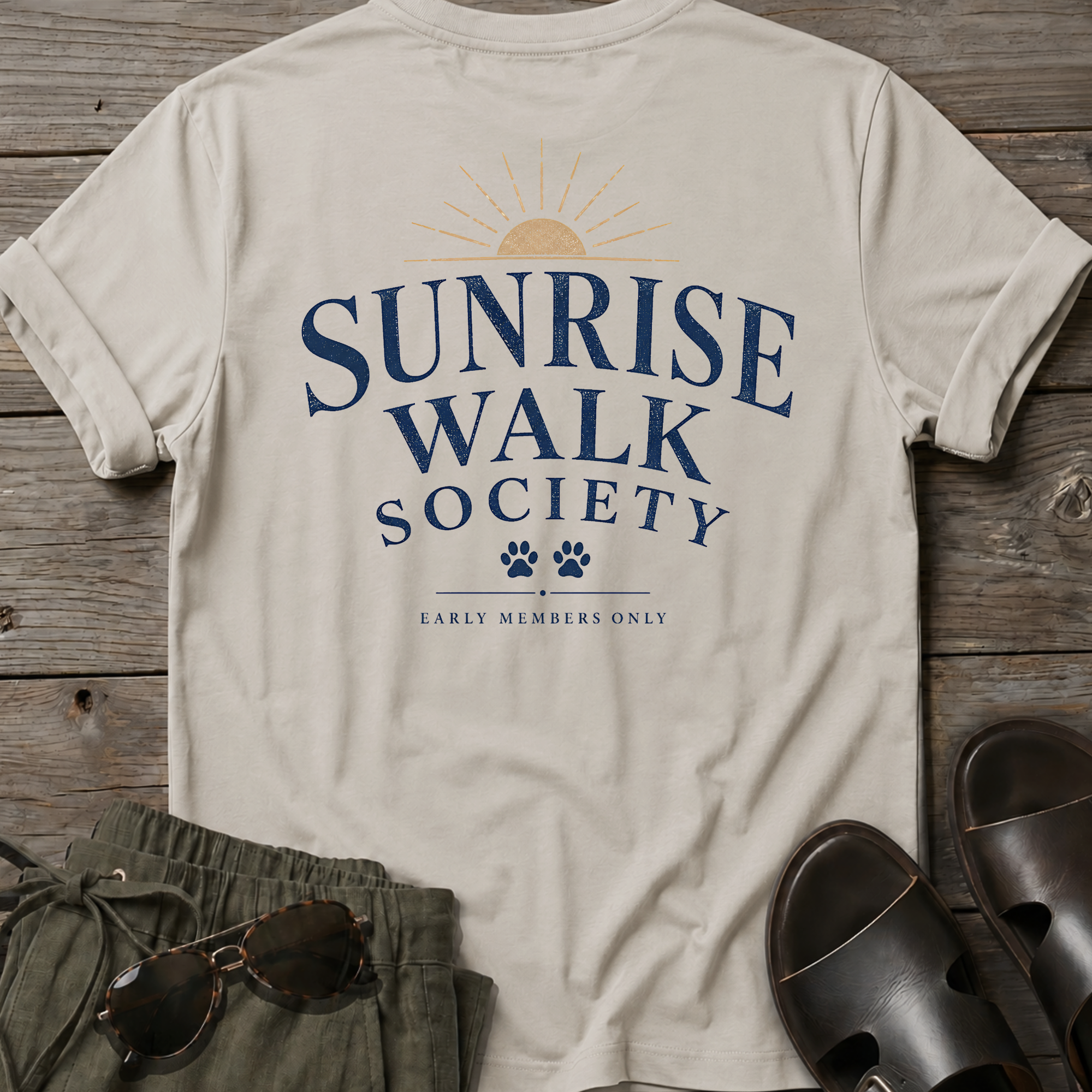 Sunrise Walk Society Tee BACK DESIGN