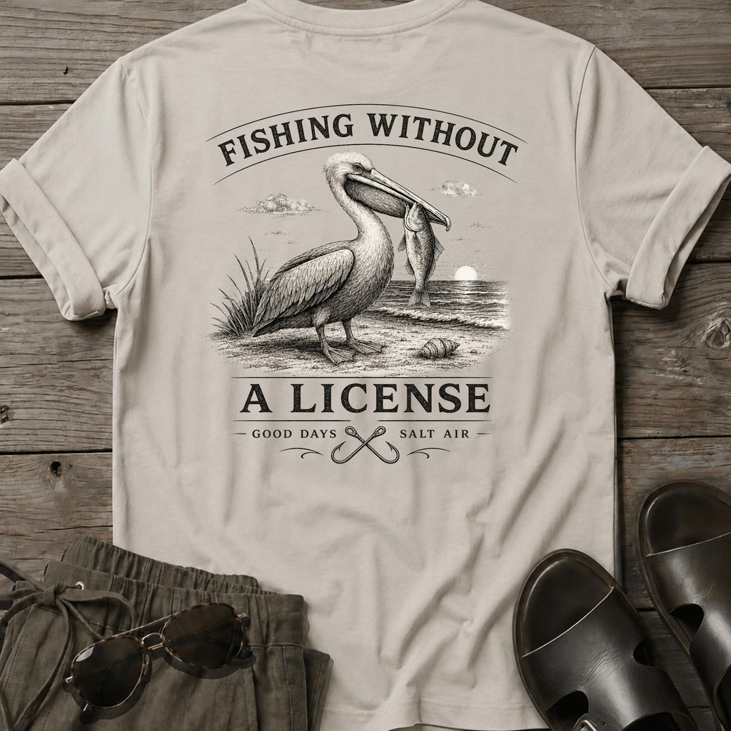Fishing No License Pelican BACK DESIGN
