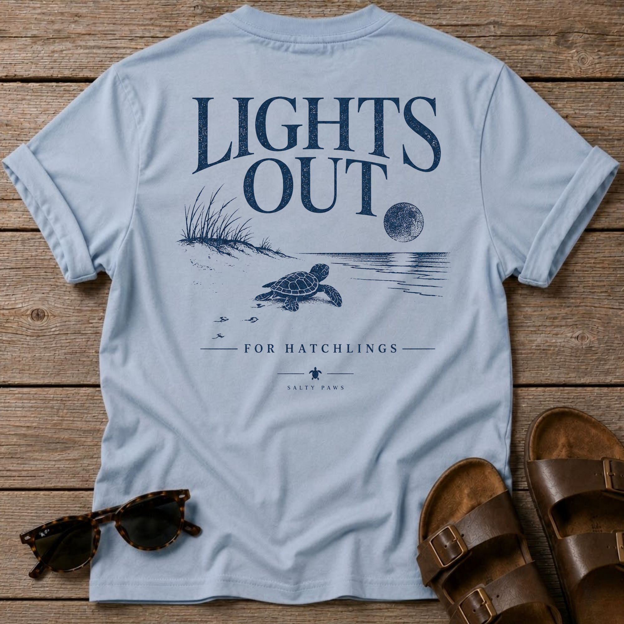 Lights Out Turtle Hatchling BACK DESIGN T-Shirt