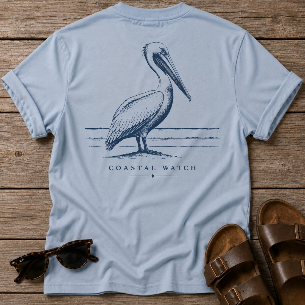 Coastal Watch Pelican BACK DESIGN T-Shirt