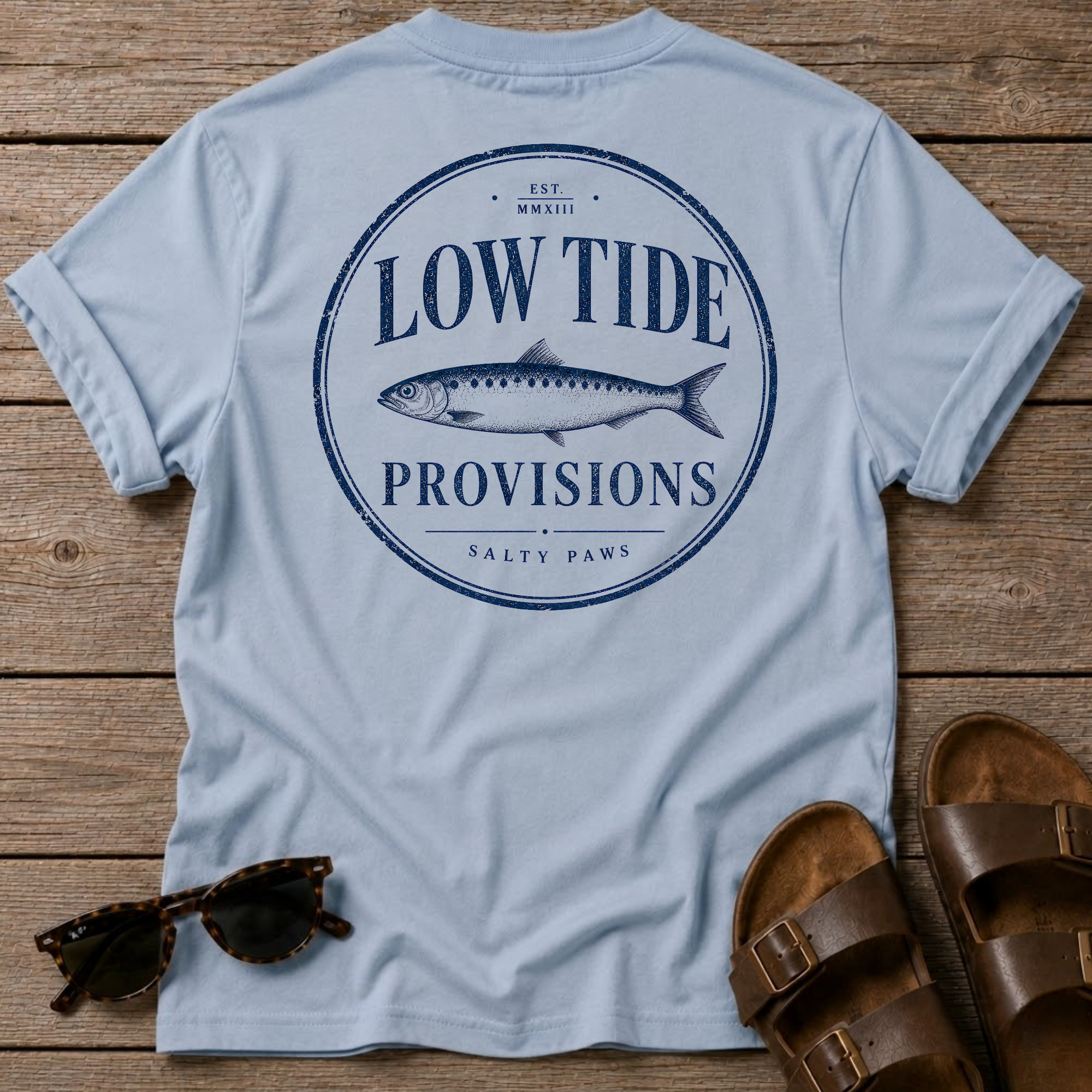 Low Tide Provisions Fish  BACK DESIGN T-Shirt