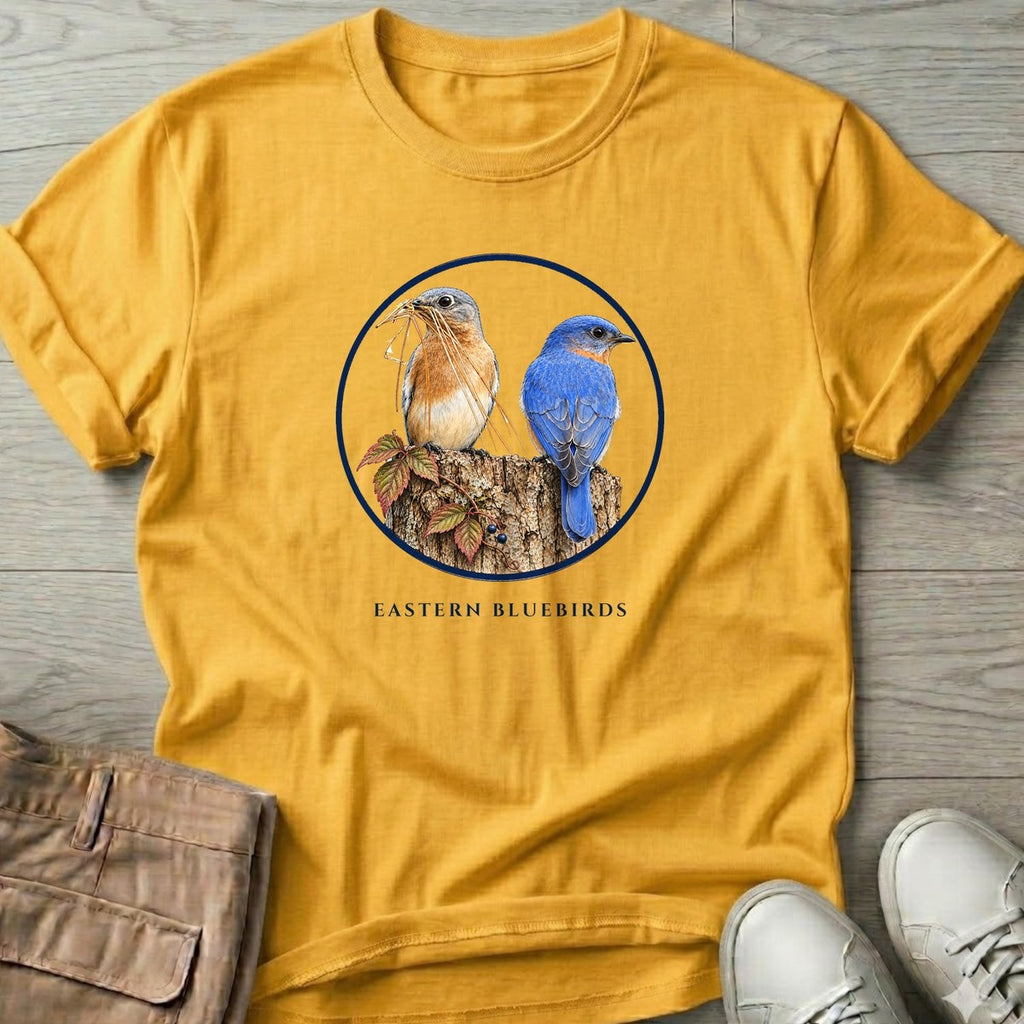 Eastern Bluebirds T-Shirt in Daisy, Salty Paws coastal t-shirt