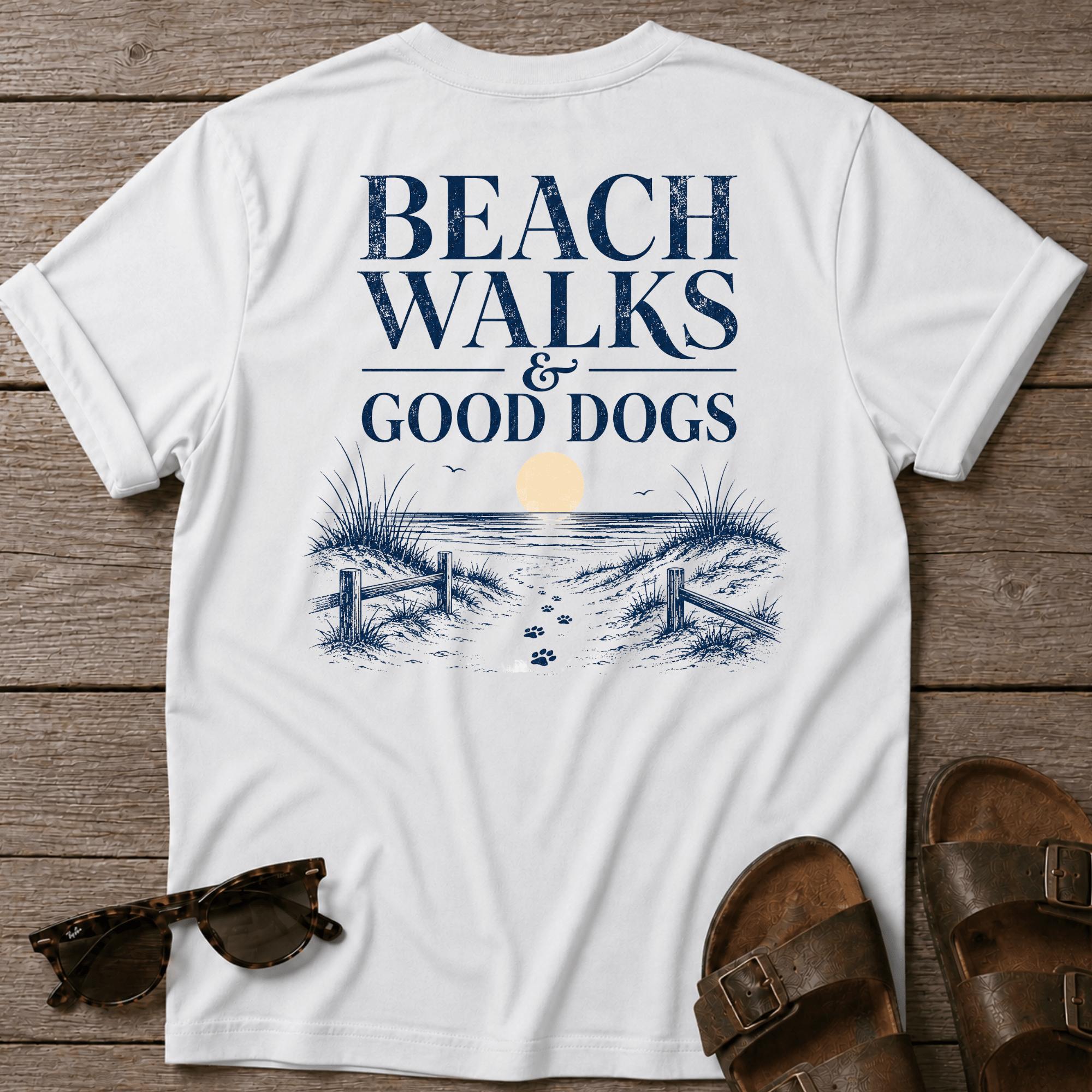 Beach Walks Good Dogs BACK DESIGN T-Shirt