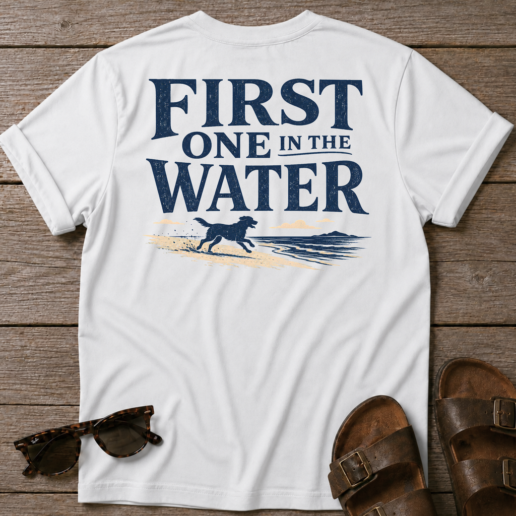 First One in the Water Dog BACK DESIGN T-Shirt