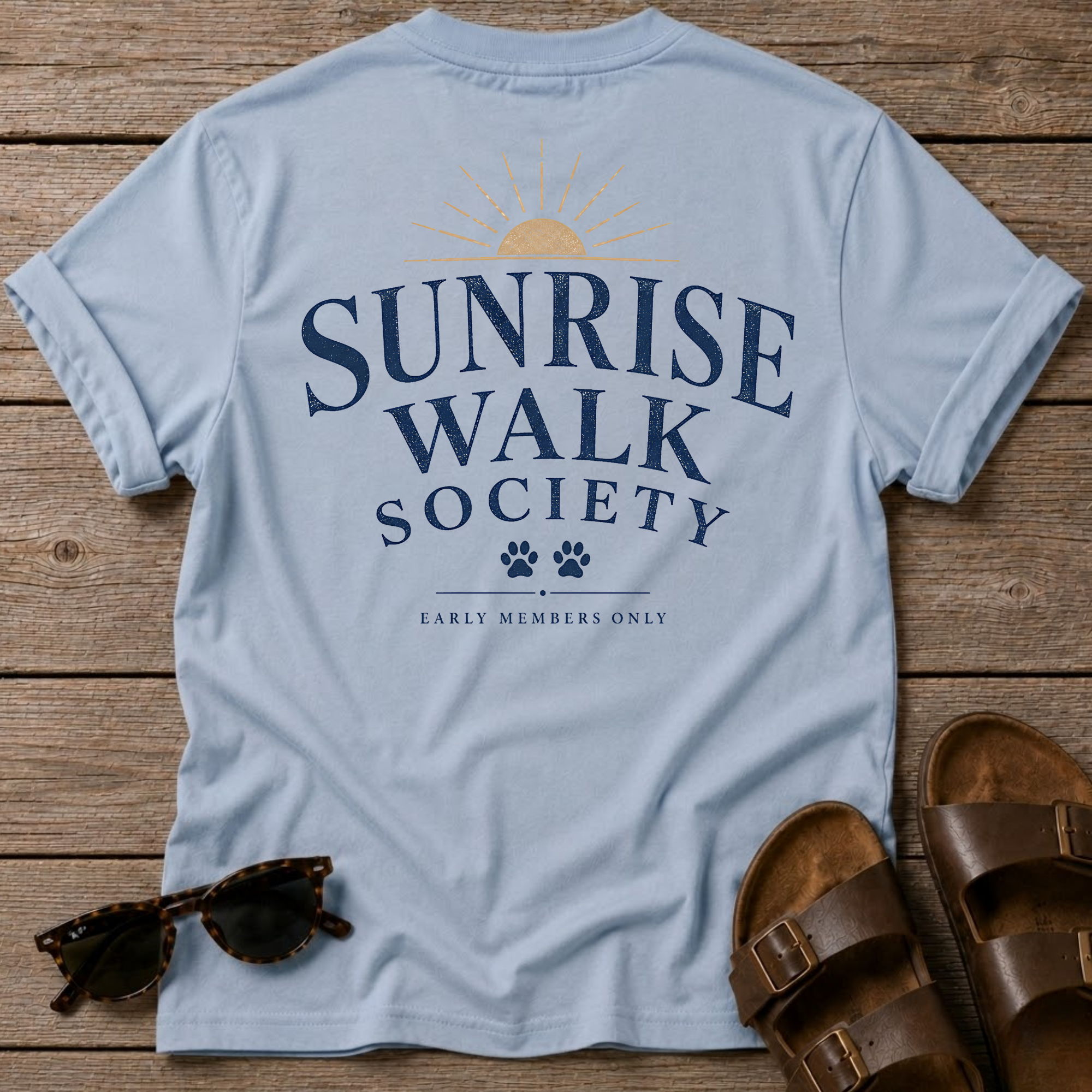 Sunrise Walk Society Tee BACK DESIGN