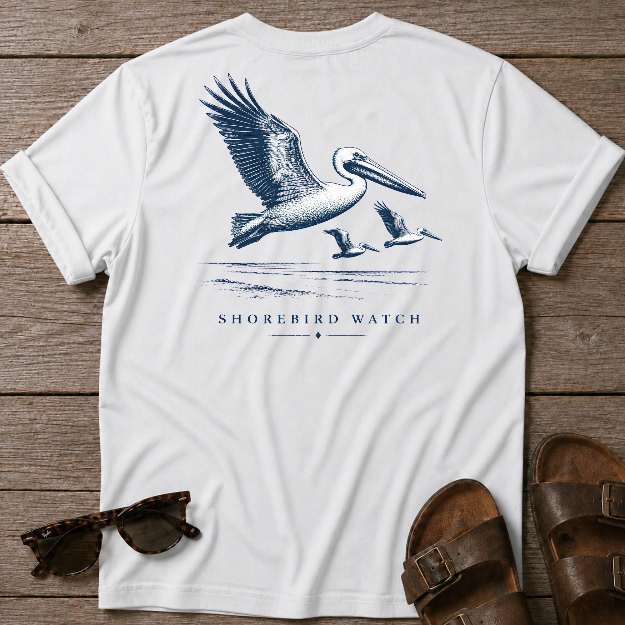 Pelican Shorebird Watch BACK DESIGN T-Shirt
