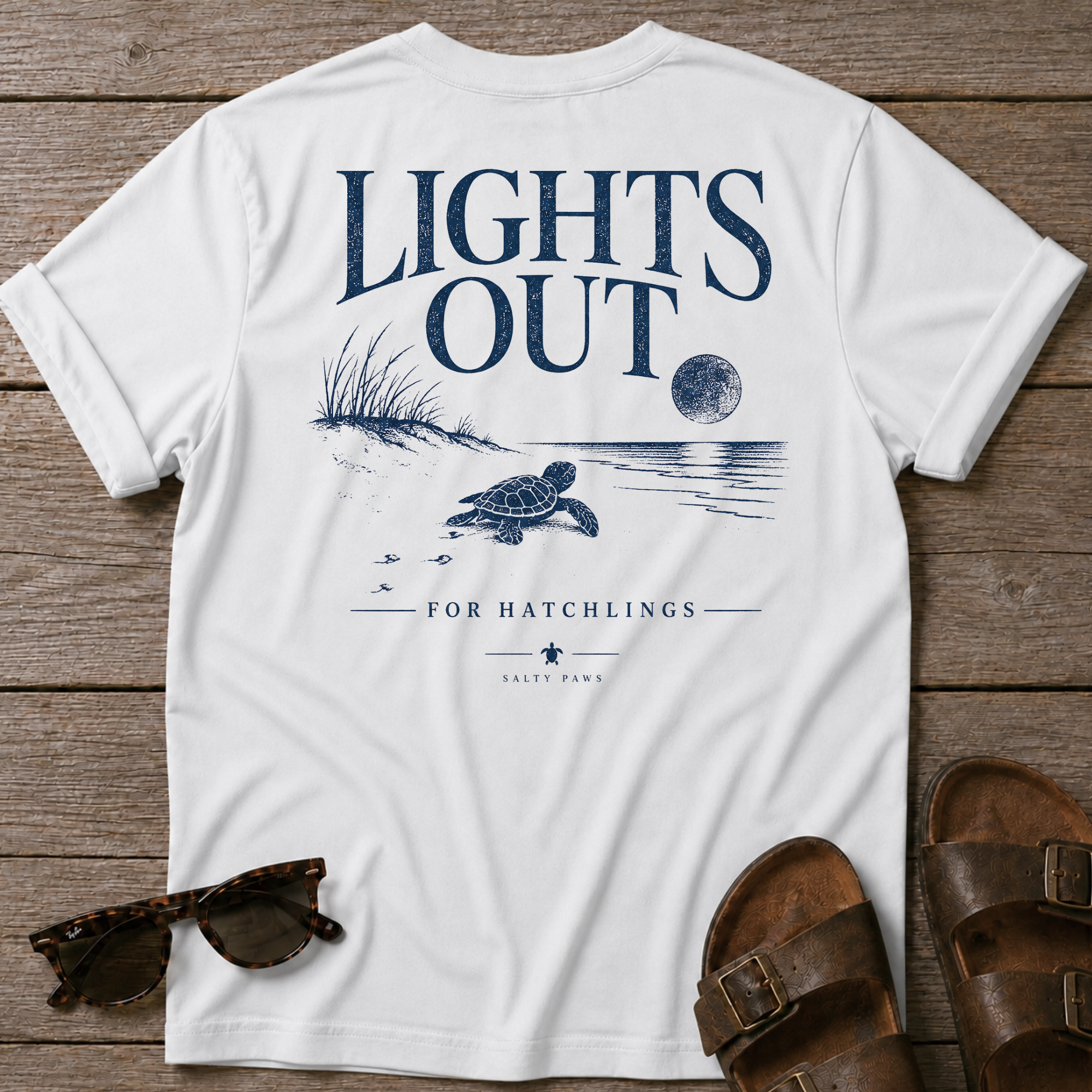 Lights Out Turtle Hatchling BACK DESIGN T-Shirt