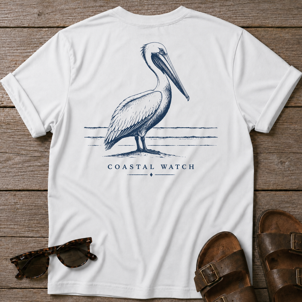 Coastal Watch Pelican BACK DESIGN T-Shirt