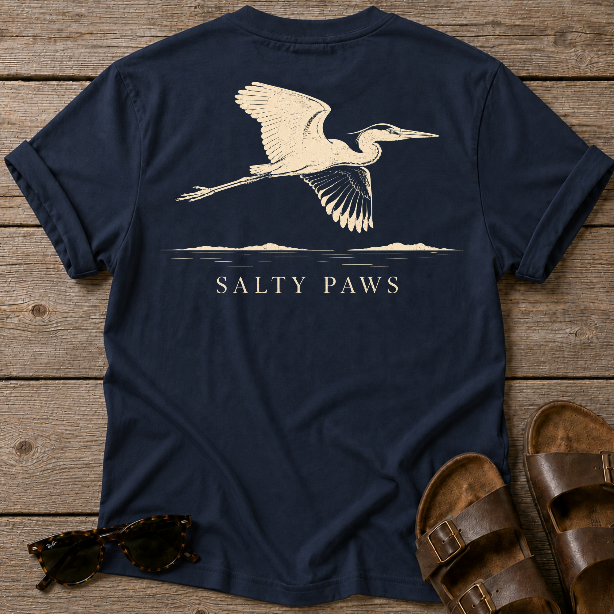Great Heron Flight T-shirt BACK DESIGN