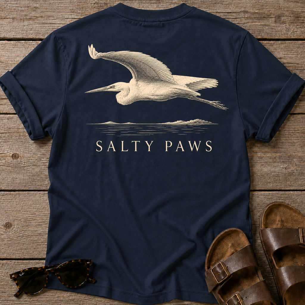 Egret in Flight 2 BACK DESIGN T-Shirt — Art Tee