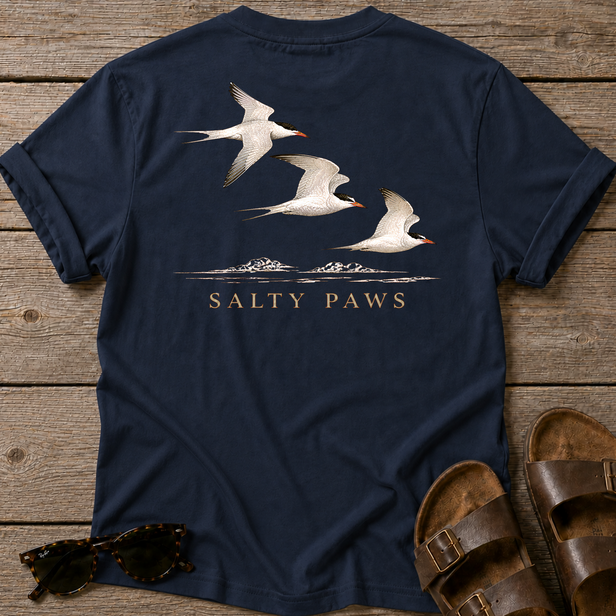 3 Terns in Flight BACK DESIGN T-Shirt