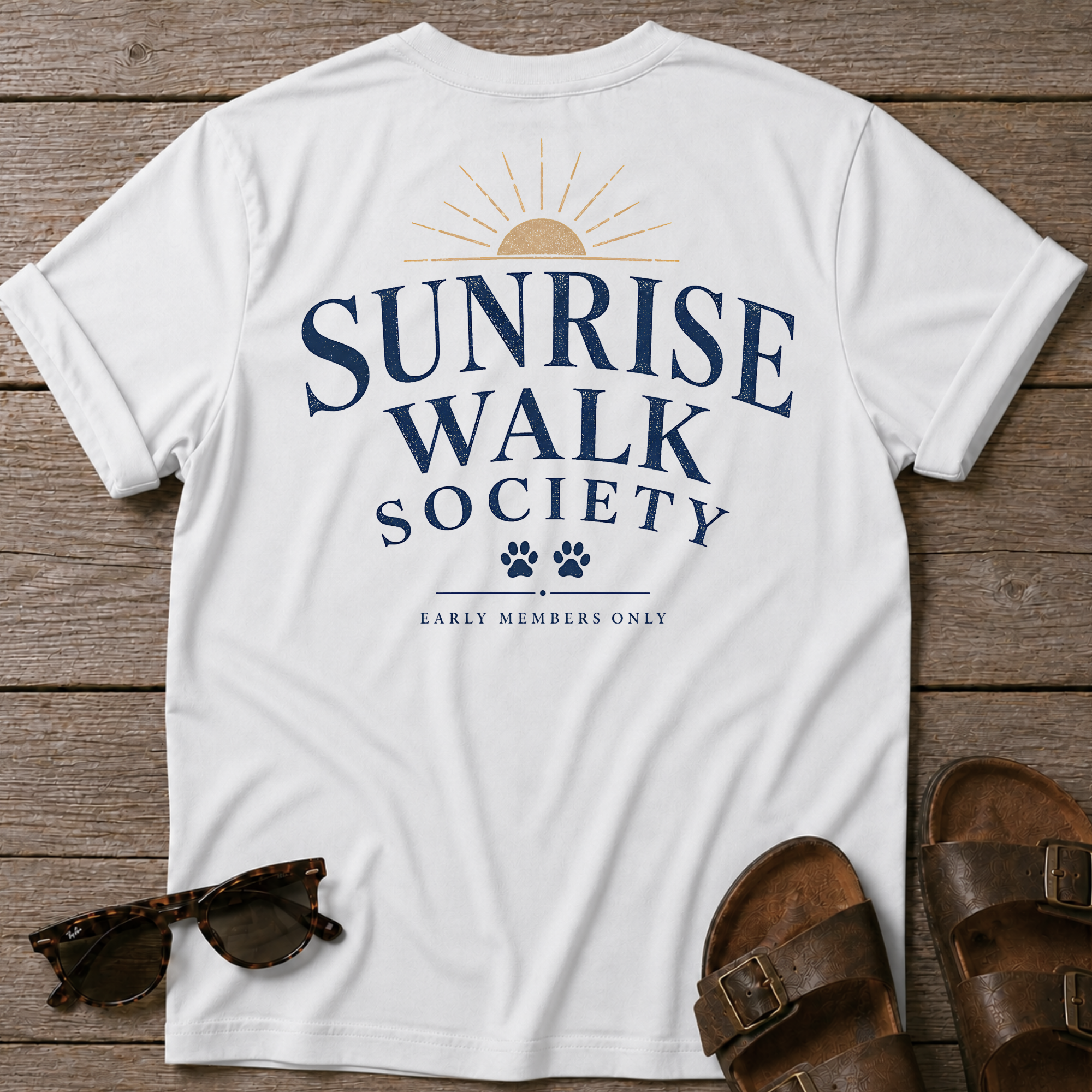 Sunrise Walk Society Tee BACK DESIGN