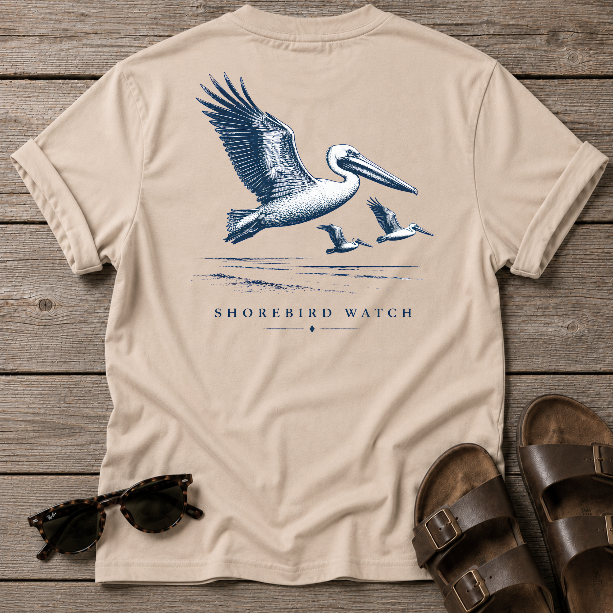 Pelican Shorebird Watch BACK DESIGN T-Shirt