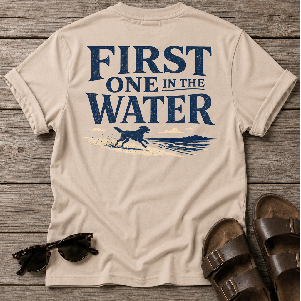 First One in the Water Dog BACK DESIGN T-Shirt