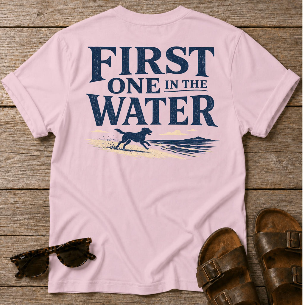 First One in the Water Dog BACK DESIGN T-Shirt