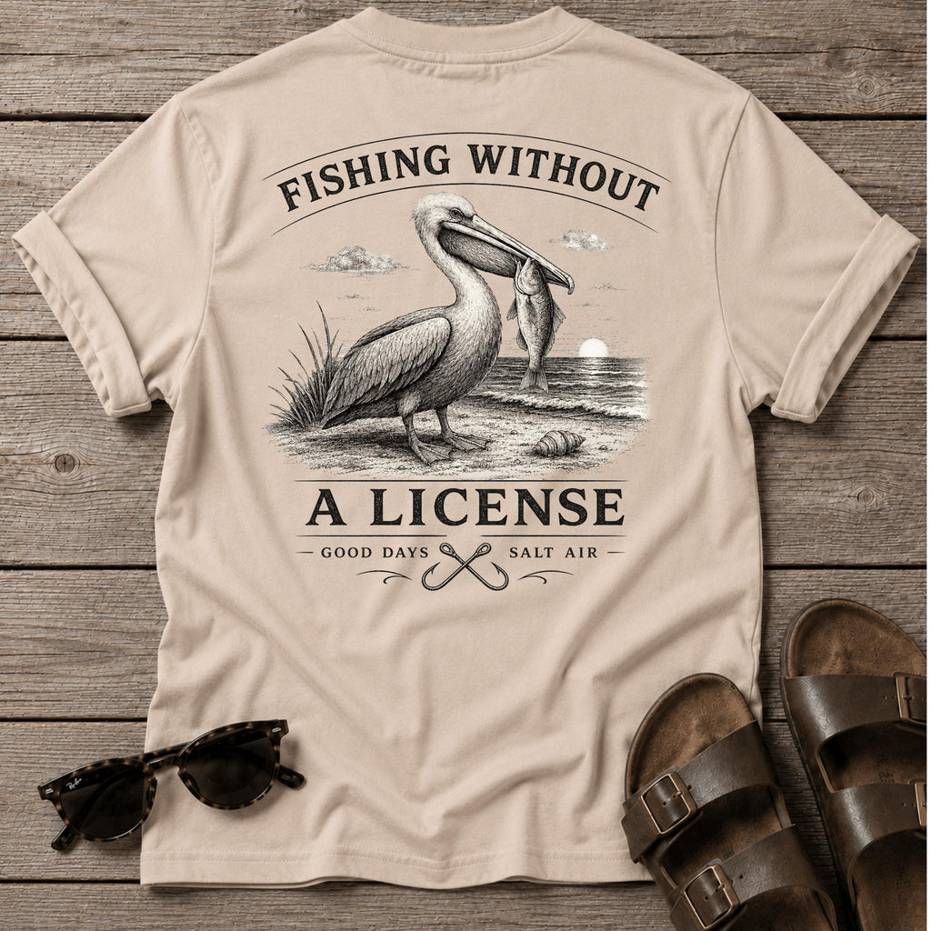 Fishing No License Pelican BACK DESIGN
