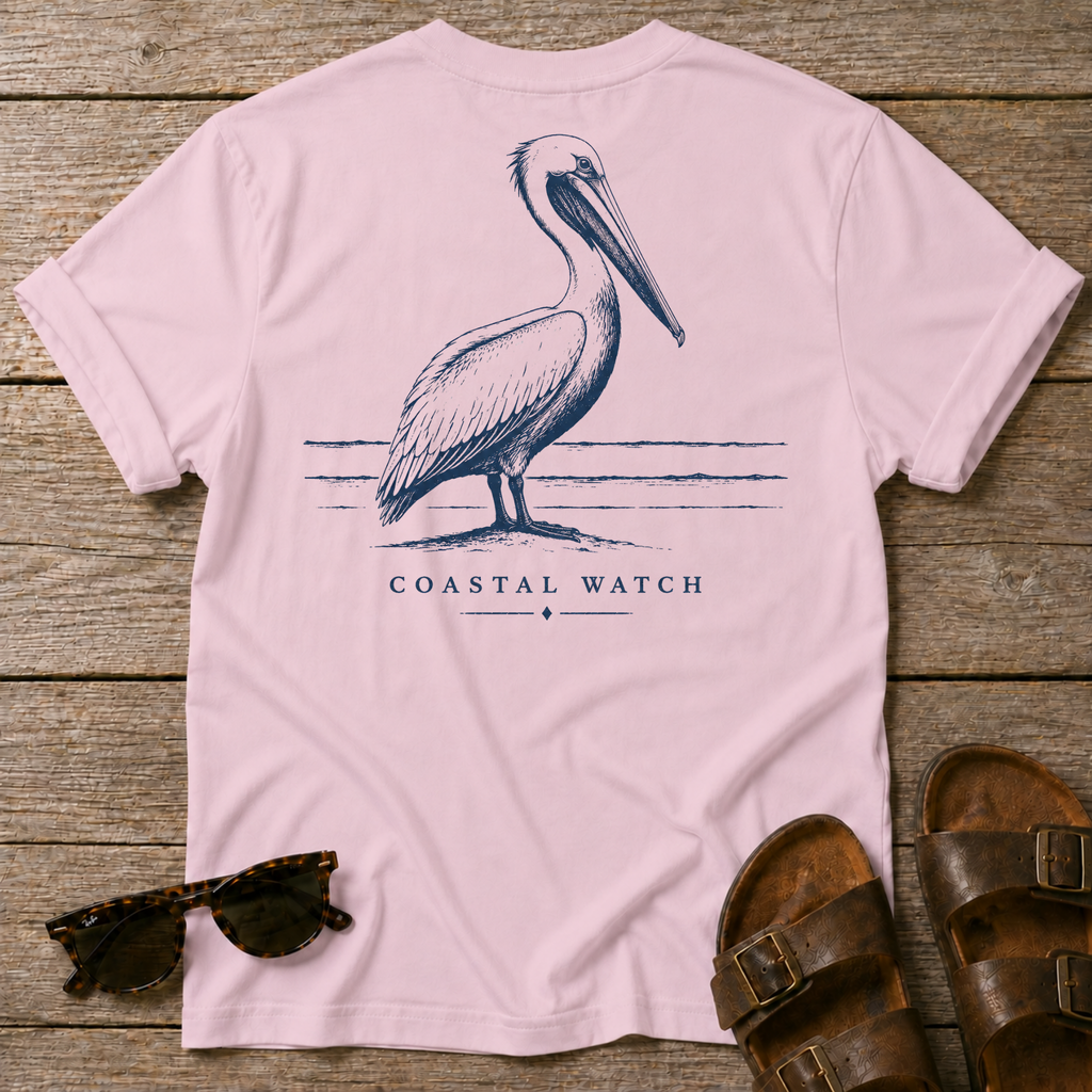 Coastal Watch Pelican BACK DESIGN T-Shirt