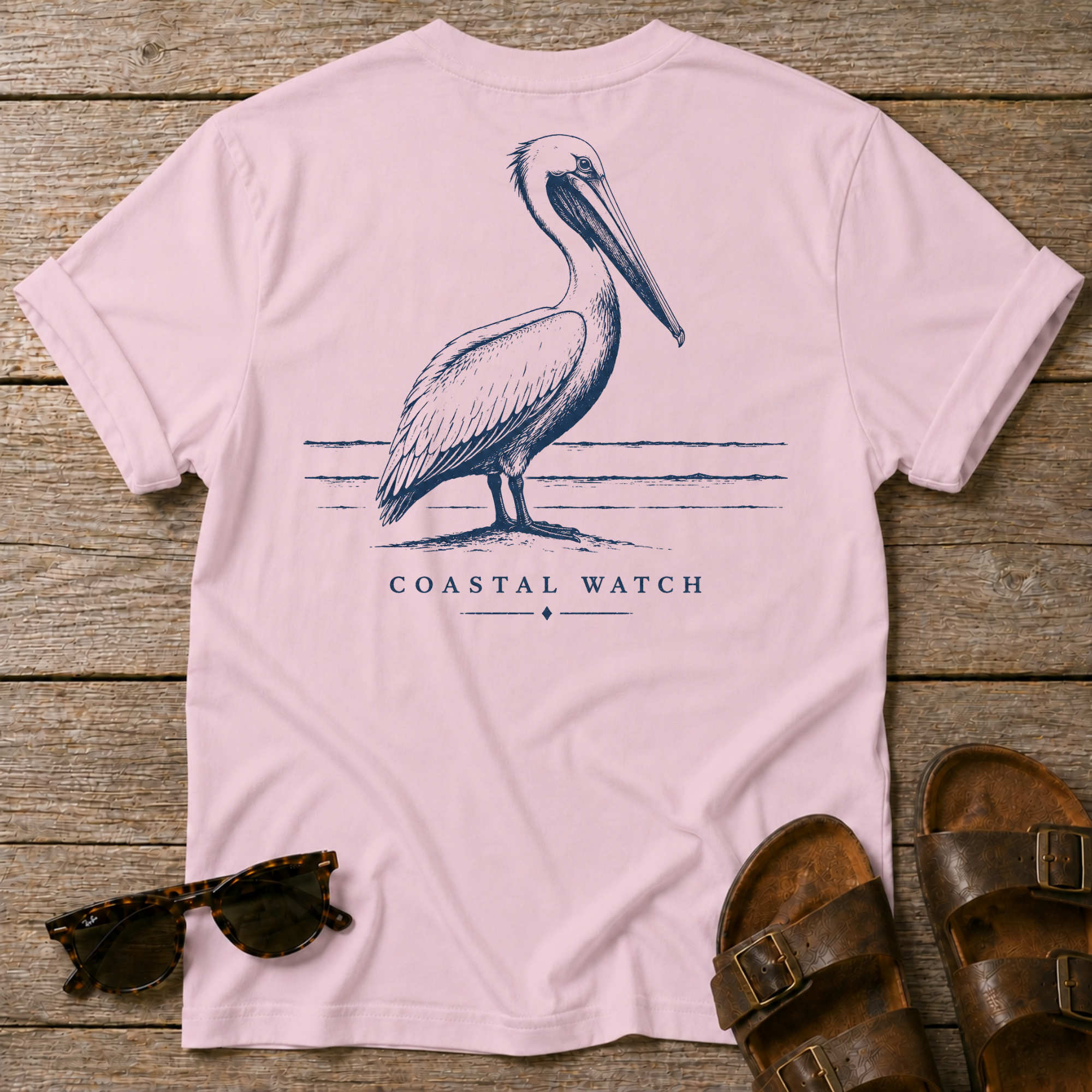 Coastal Watch Pelican BACK DESIGN T-Shirt