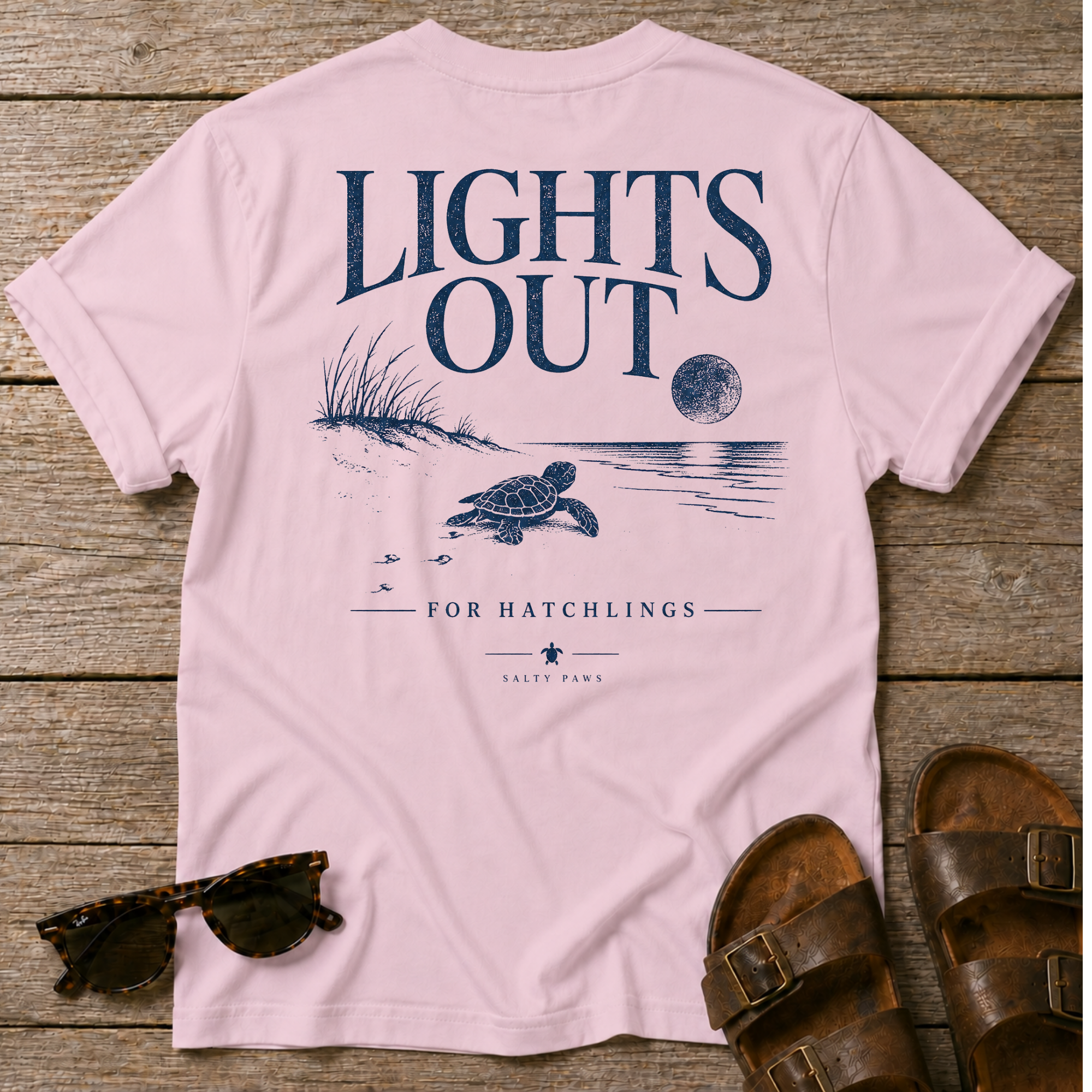 Lights Out Turtle Hatchling BACK DESIGN T-Shirt
