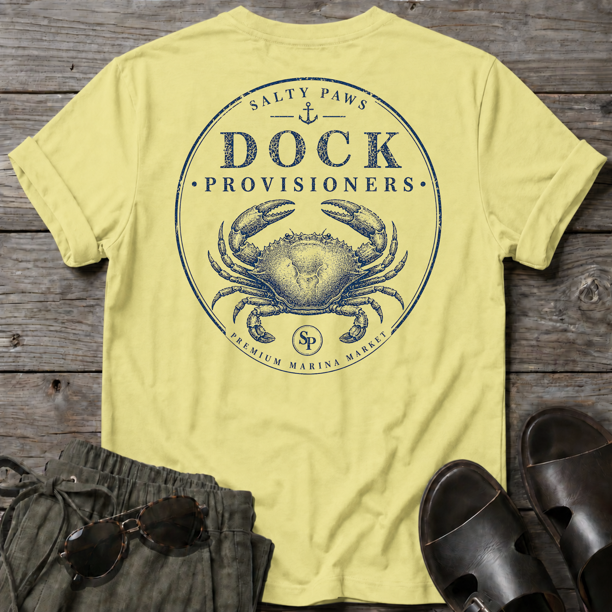 Dock Provisions Crab  BACK DESIGN T-Shirt
