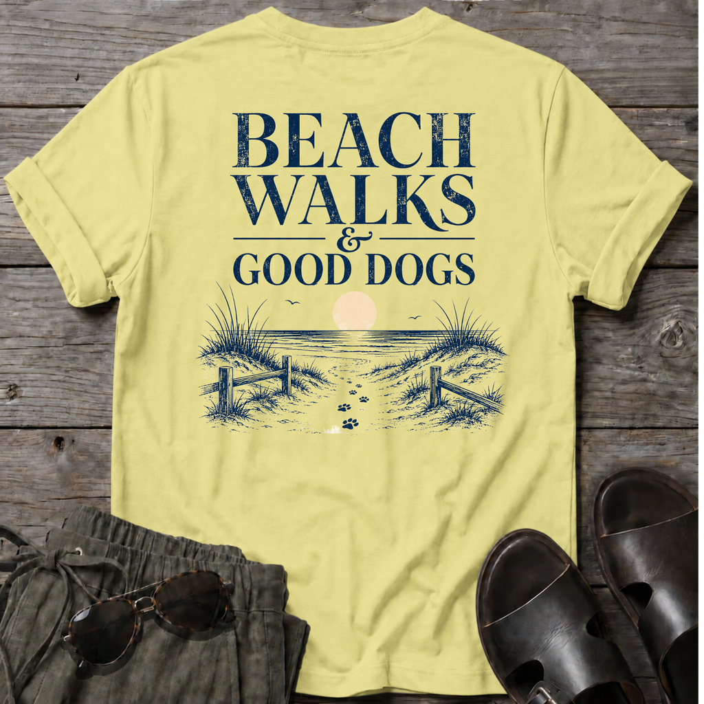 Beach Walks Good Dogs BACK DESIGN T-Shirt
