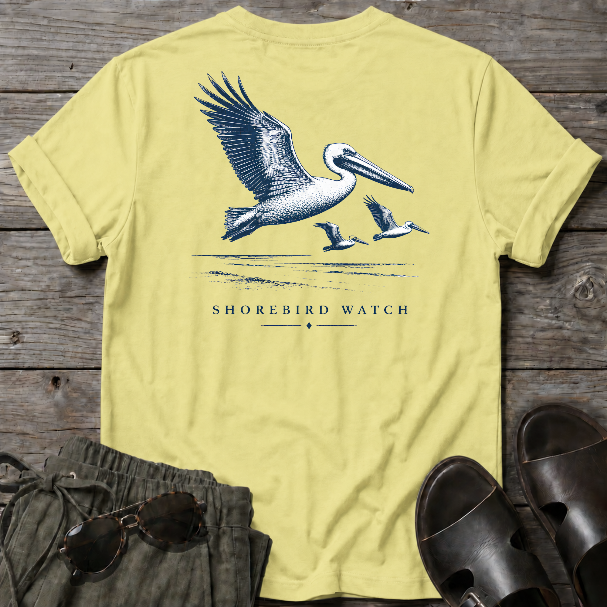 Pelican Shorebird Watch BACK DESIGN T-Shirt