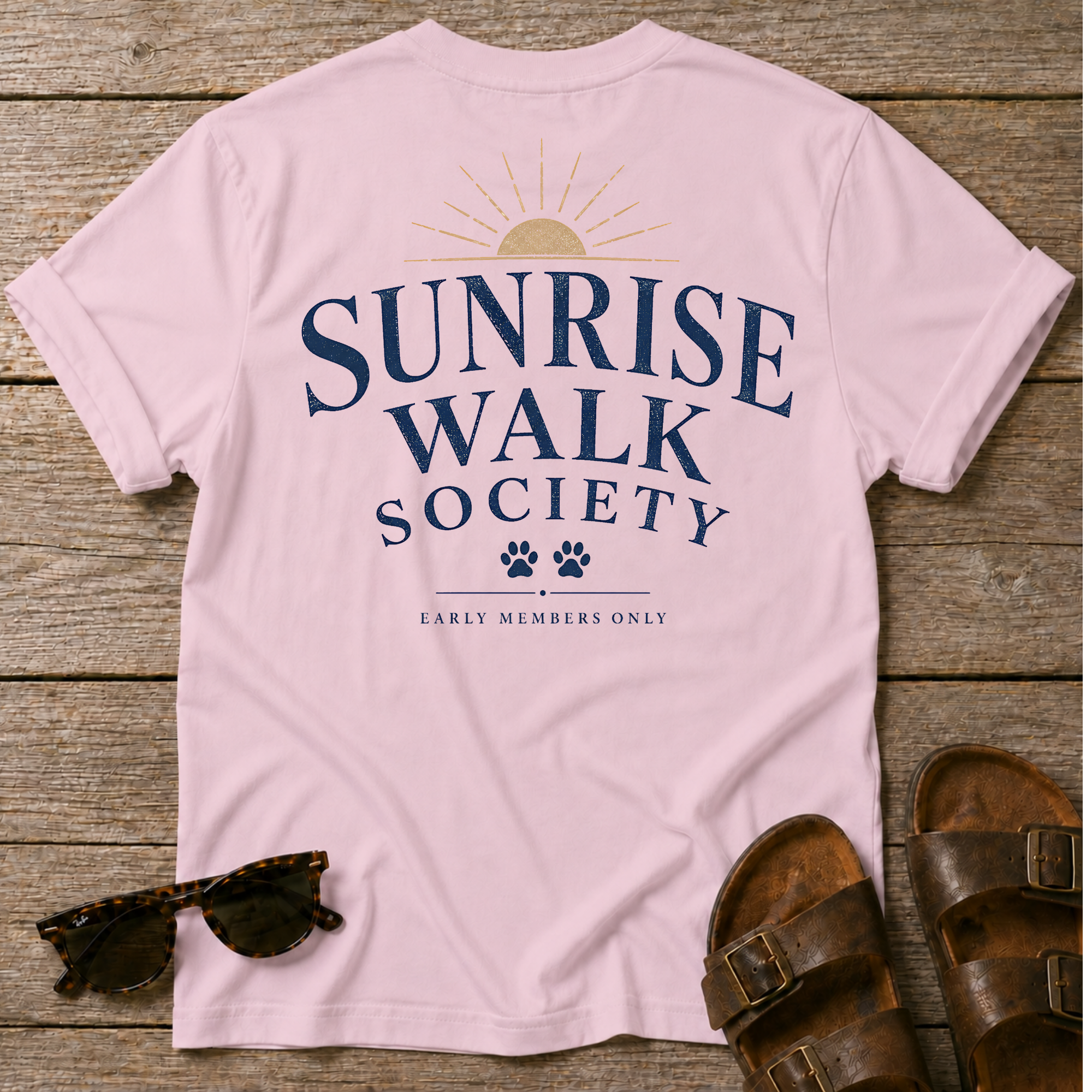 Sunrise Walk Society Tee BACK DESIGN