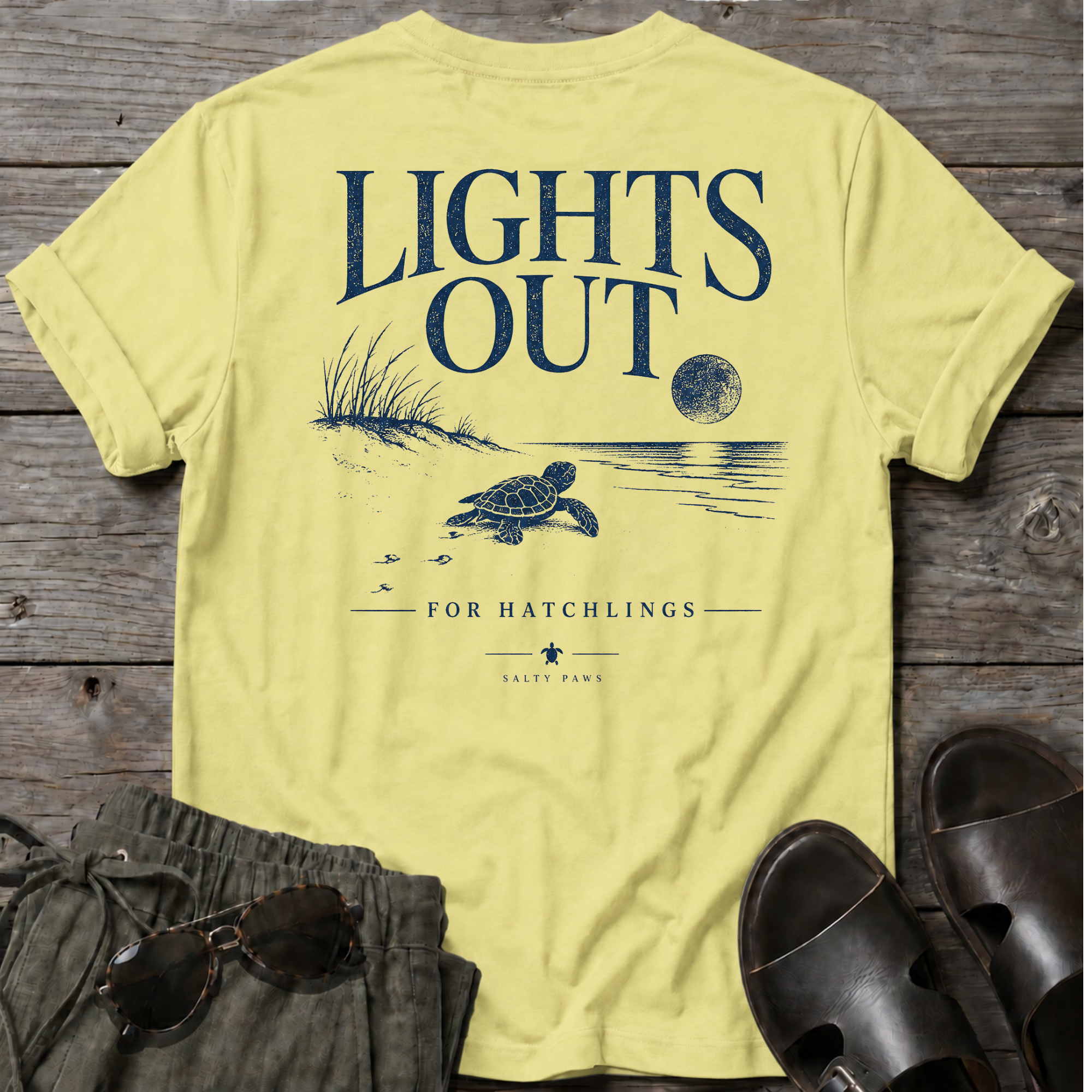 Lights Out Turtle Hatchling BACK DESIGN T-Shirt