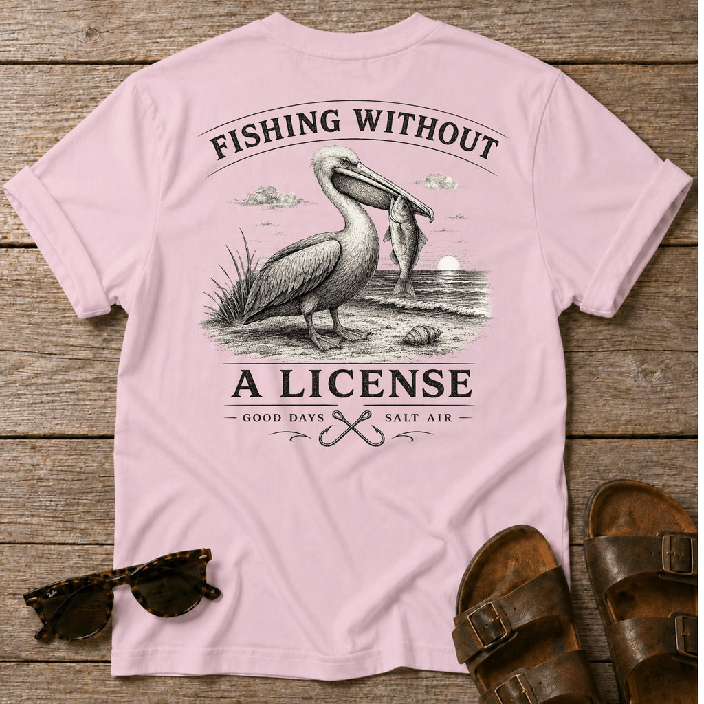 Fishing No License Pelican BACK DESIGN