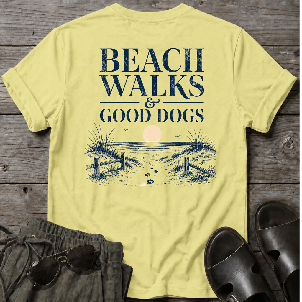 Beach Walks Good Dogs BACK DESIGN T-Shirt