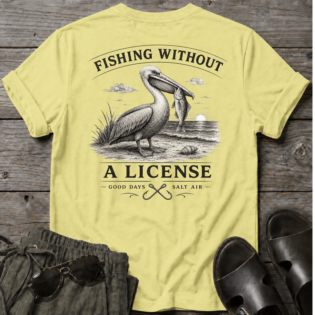 Fishing No License Pelican BACK DESIGN