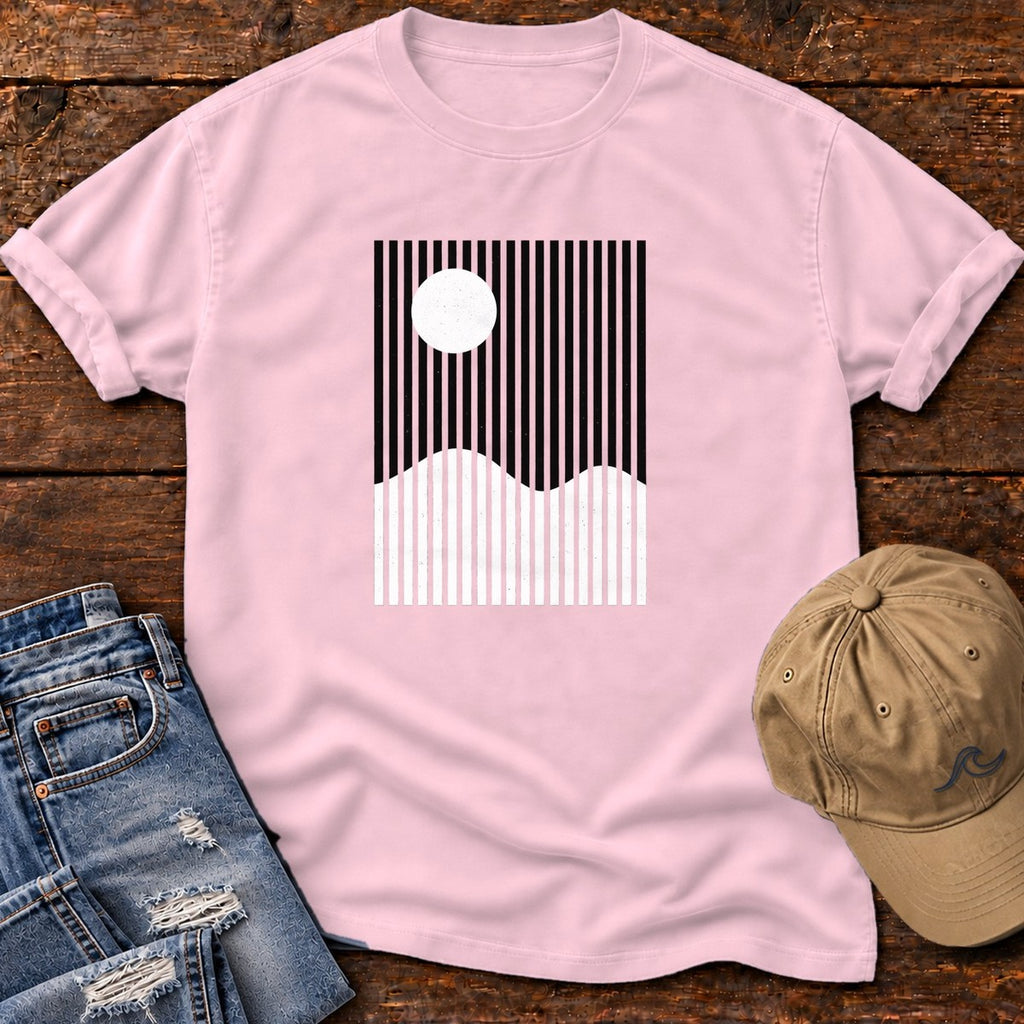 Ocean Sun Stripes T-Shirt in Blossom, Salty Paws Comfort Colors T-Shirt, front design flat lay