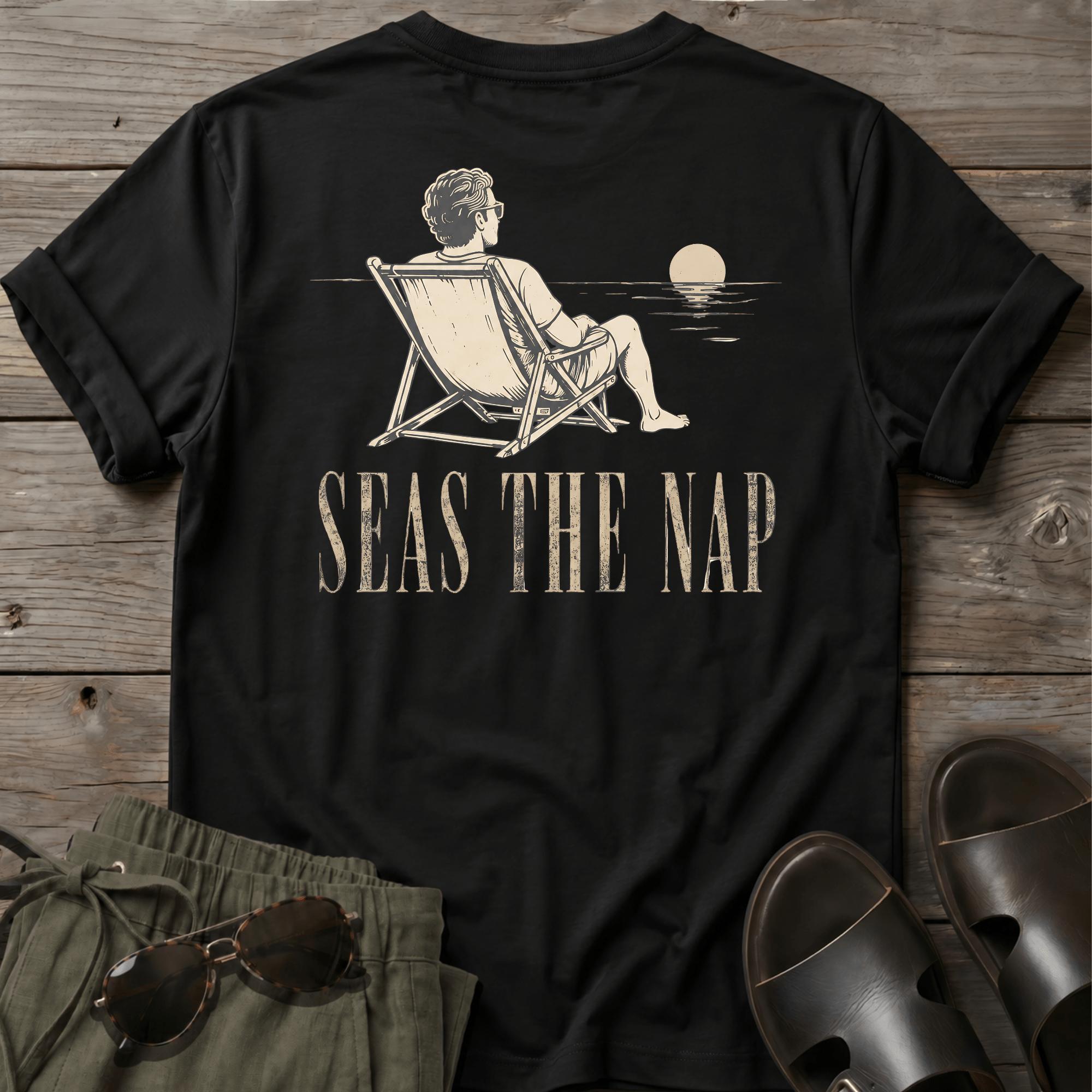 Seas the Nap Back Design T-Shirt - coastal graphic t-shirt, Salty Paws