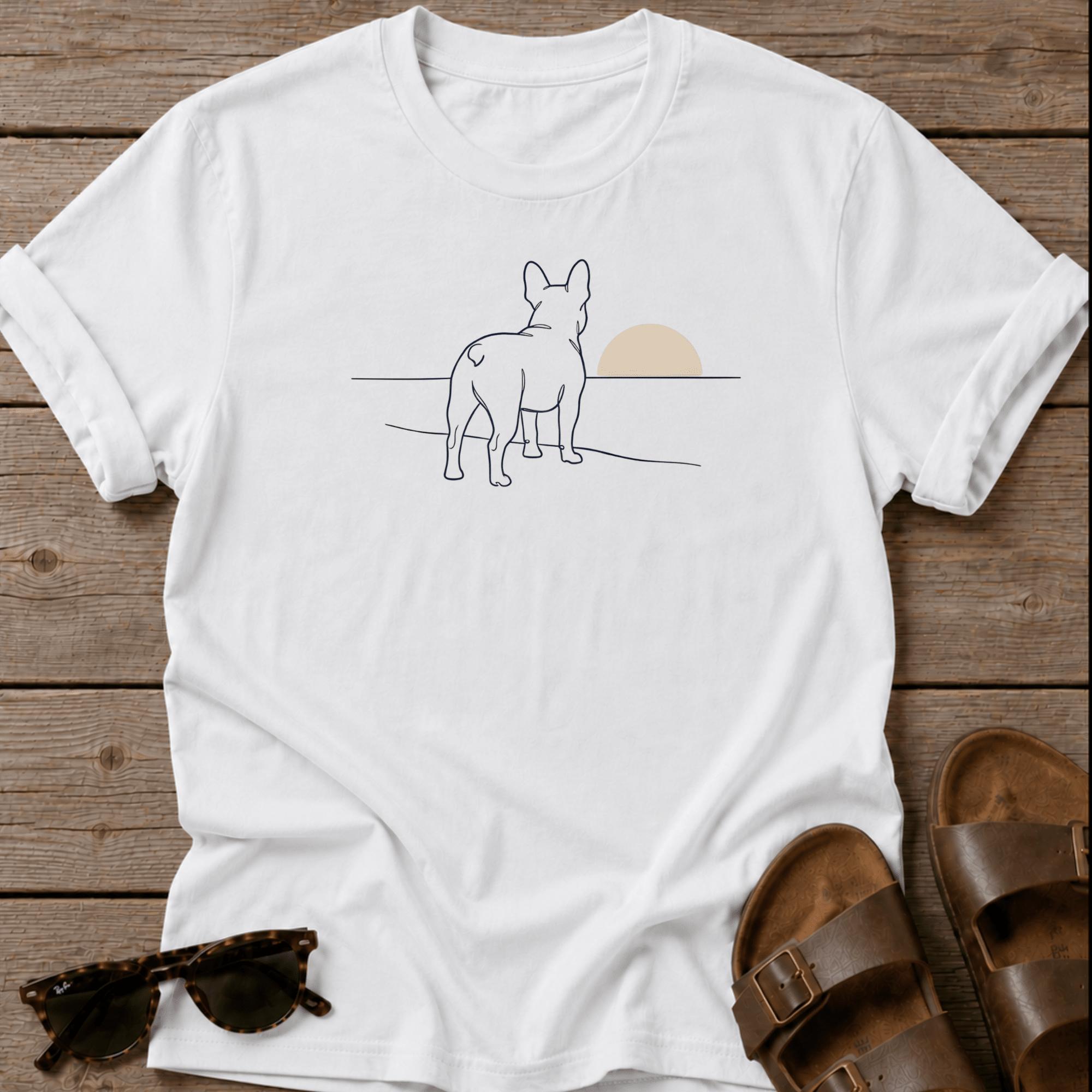 Frenchie Sunset Ocean Beach Dog Bella Canvas Tee